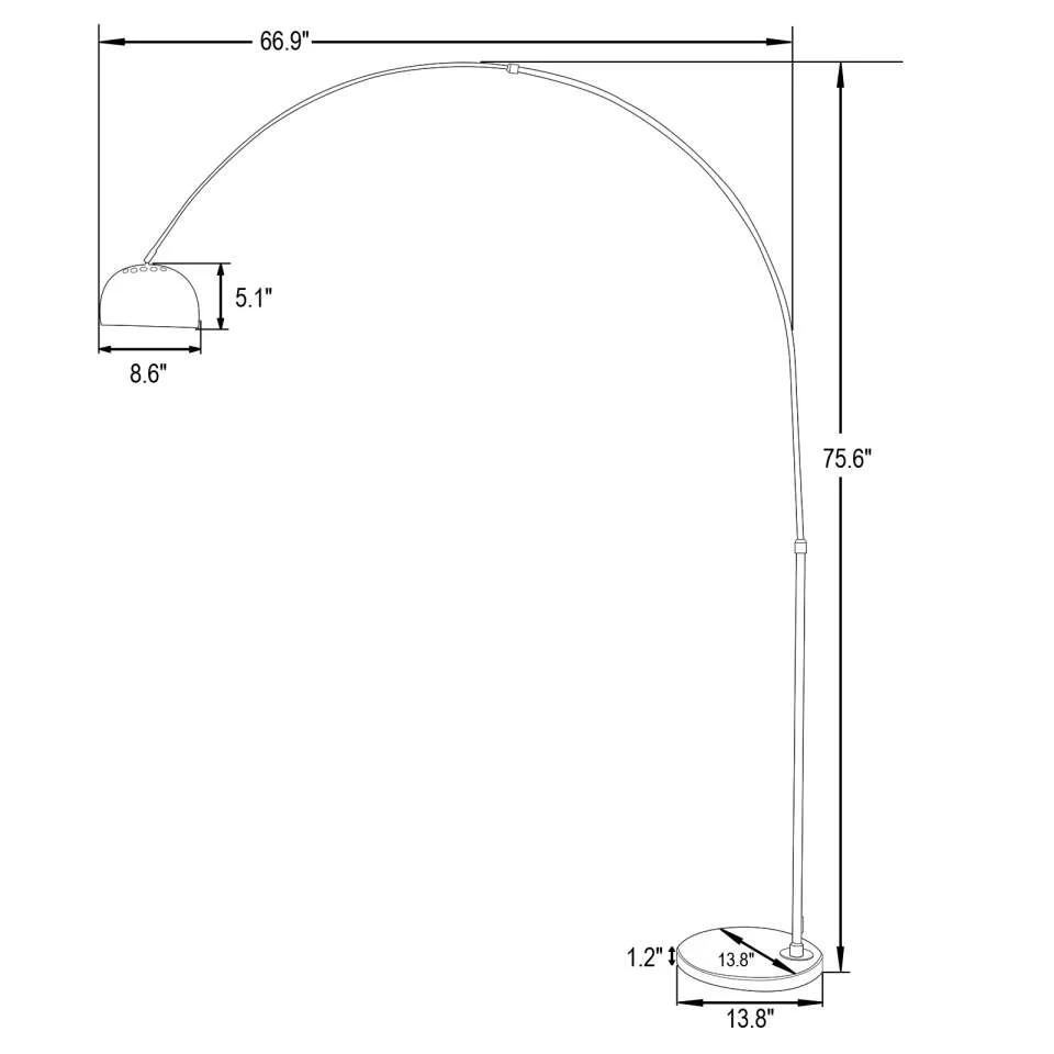 Leisuremod Arco Mid-Century Modern Arched Floor Lamp 75.6" Height with Black Round Marble - Image 21