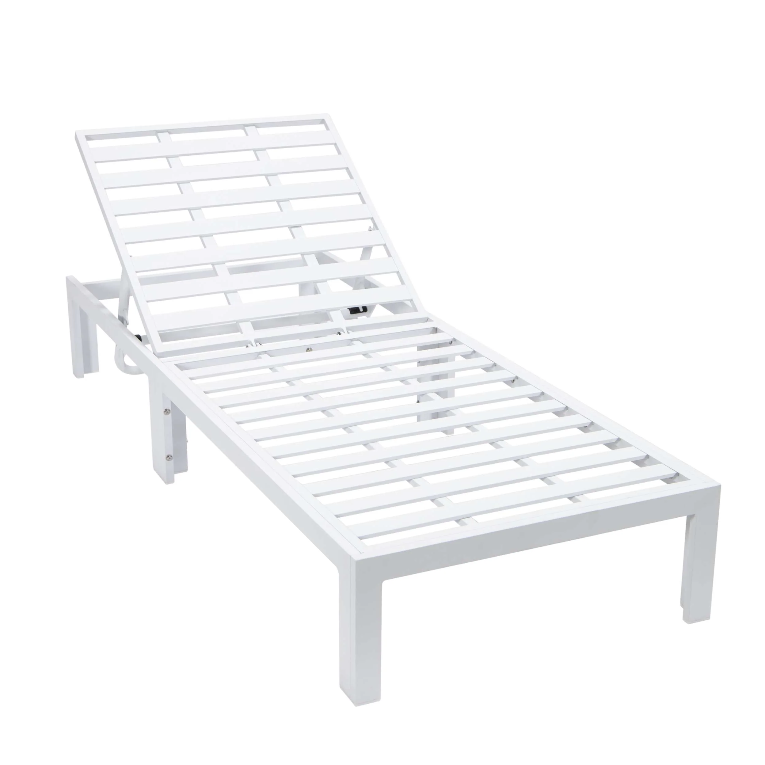 LeisureMod Chelsea Modern Outdoor White Chaise Lounge Chair Set of 2 With Side Table & Cushions - Image 14