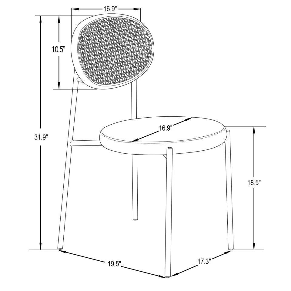 LeisureMod Euston Modern Wicker Dining Chair with Velvet Round Seat - Image 35