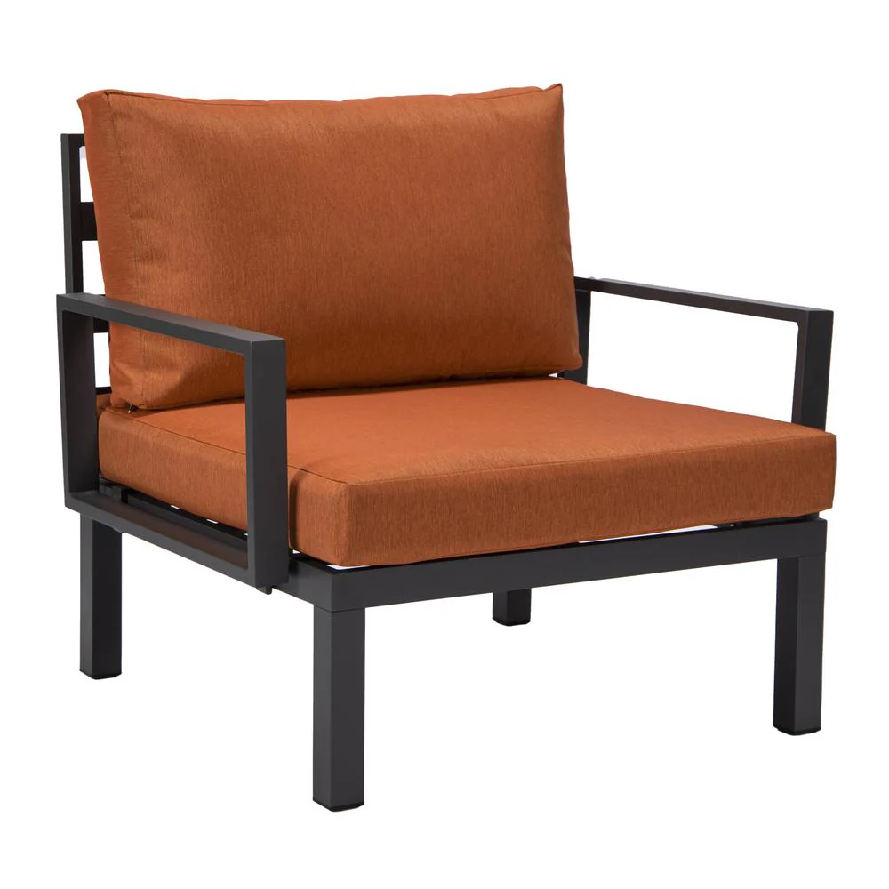LeisureMod Hamilton 6-Piece Aluminum Patio Conversation Set With Cushions - Image 75