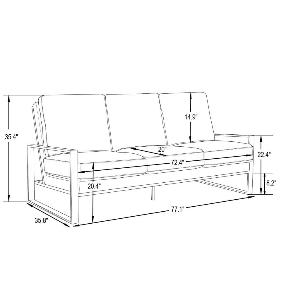 LeisureMod Jefferson Contemporary Modern Design Velvet Sofa With Silver Frame - Image 21