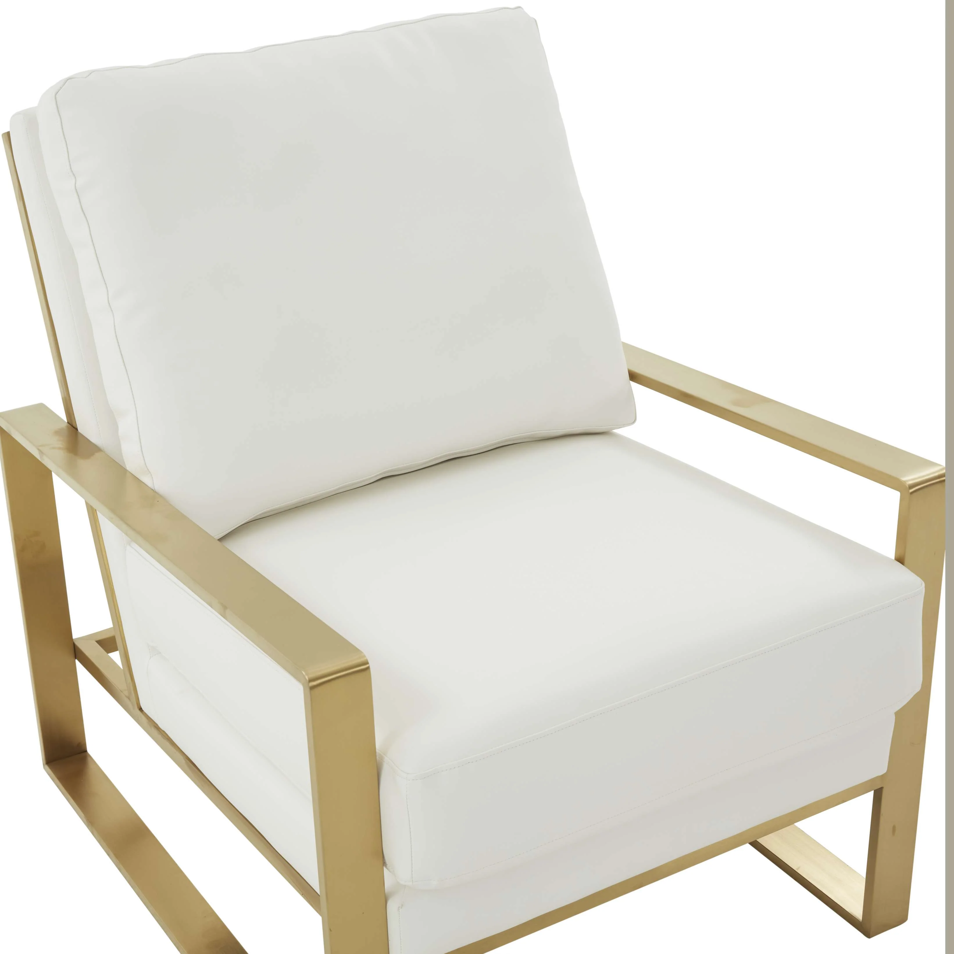 LeisureMod Jefferson Leather Modern Design Accent Armchair With Elegant Gold Frame - Image 27