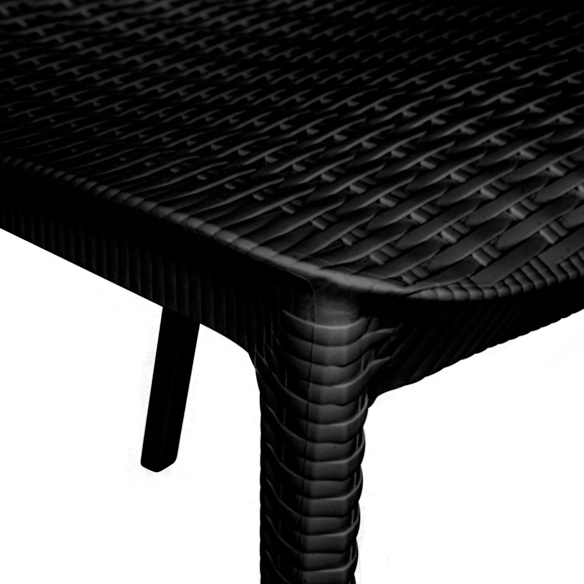 LeisureMod Kent 5-Piece Outdoor Dining Set with Plastic Square Table and 4 Stackable Chairs with Weave Design - Image 26