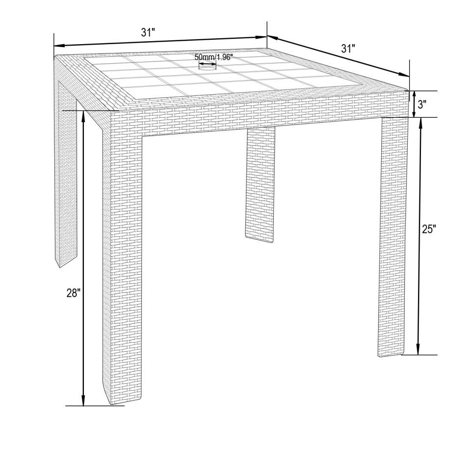 LeisureMod Mace Weave Design Outdoor Dining Table - MT31BL - Image 15