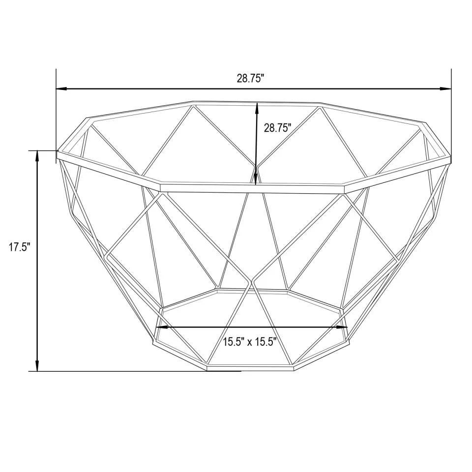 LeisureMod Malibu Large Modern Octagon Glass Top Coffee Table With Geometric Base - Image 25