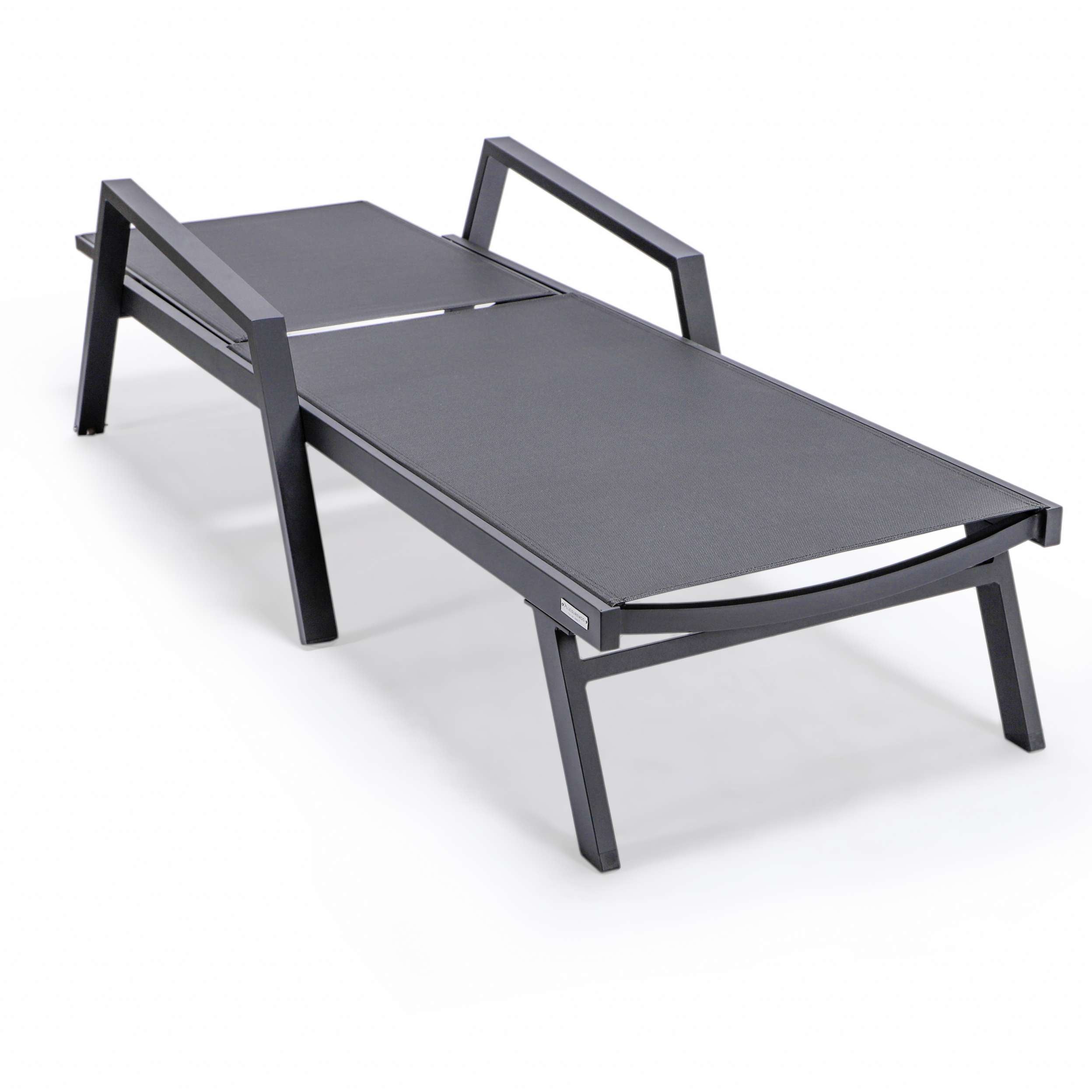 LeisureMod Marlin Modern Aluminum Outdoor Patio Chaise Lounge Chair With Arms Set of 2 - MLABLCF21-77BL2 - Image 6