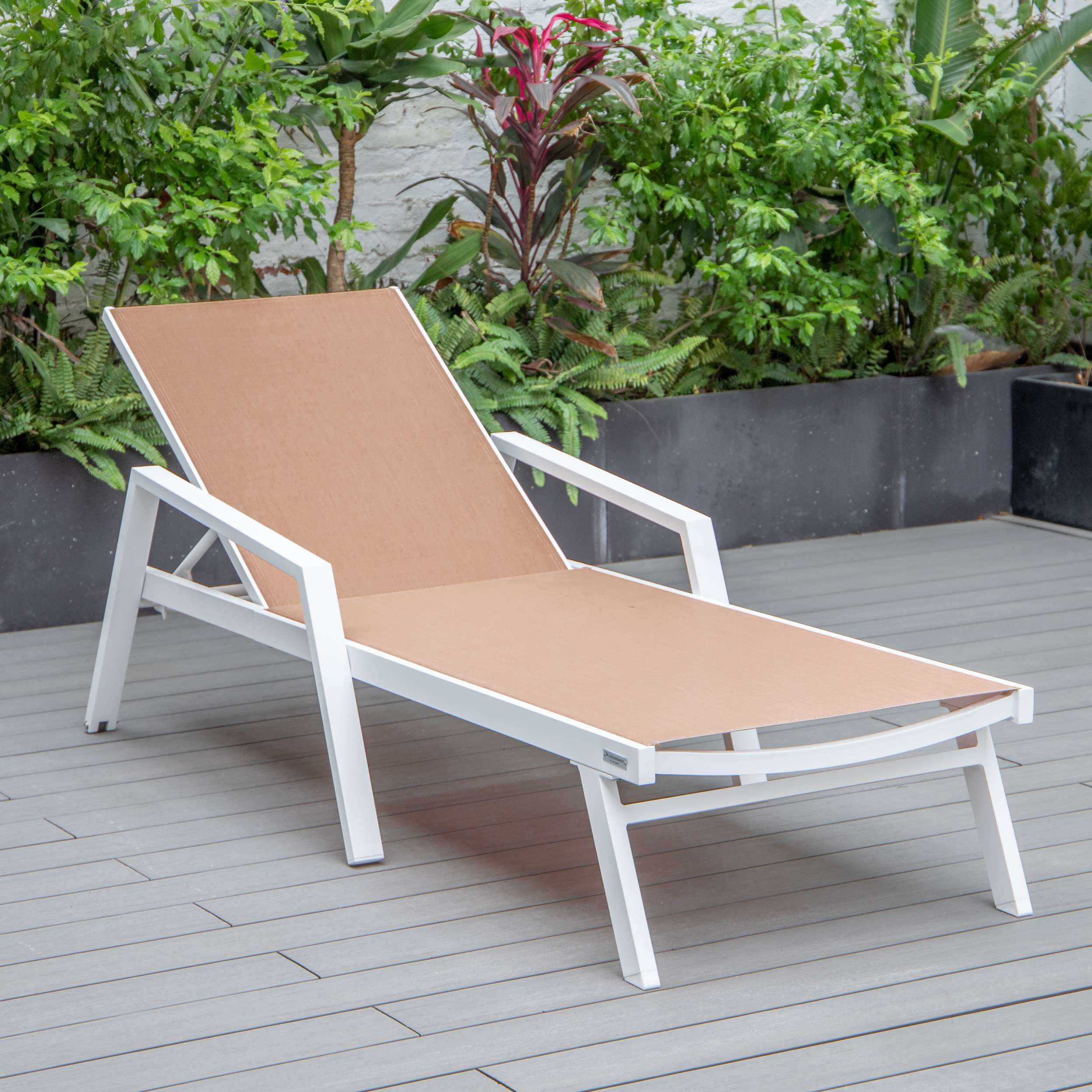 LeisureMod Marlin Modern Aluminum Outdoor Patio Chaise Lounge Chair With Arms Set of 2 - MLAWCF21-77BL2 - Image 100