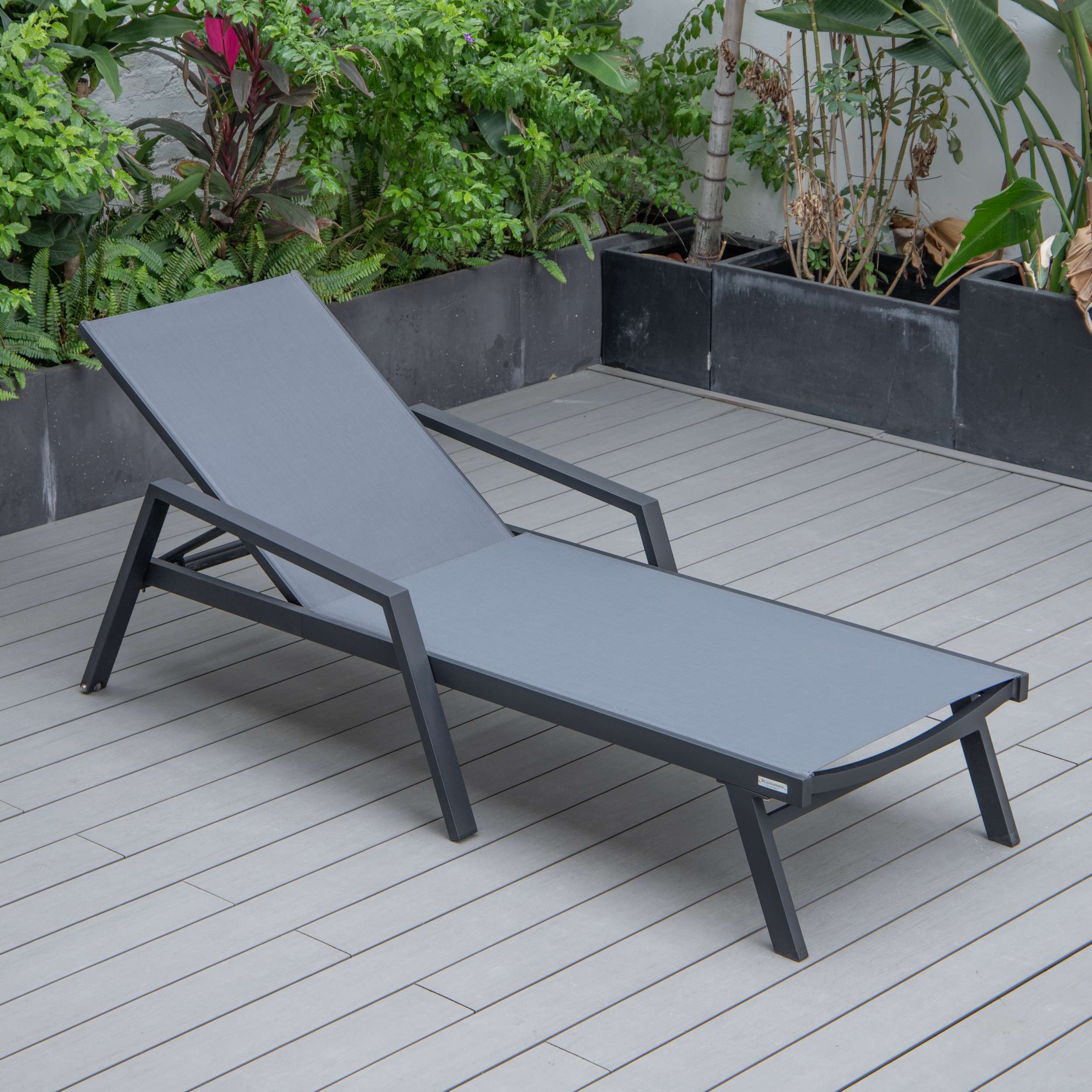 LeisureMod Marlin Modern Black Aluminum Outdoor Patio Chaise Lounge Chair - MLABLCF21-77BL - Image 58