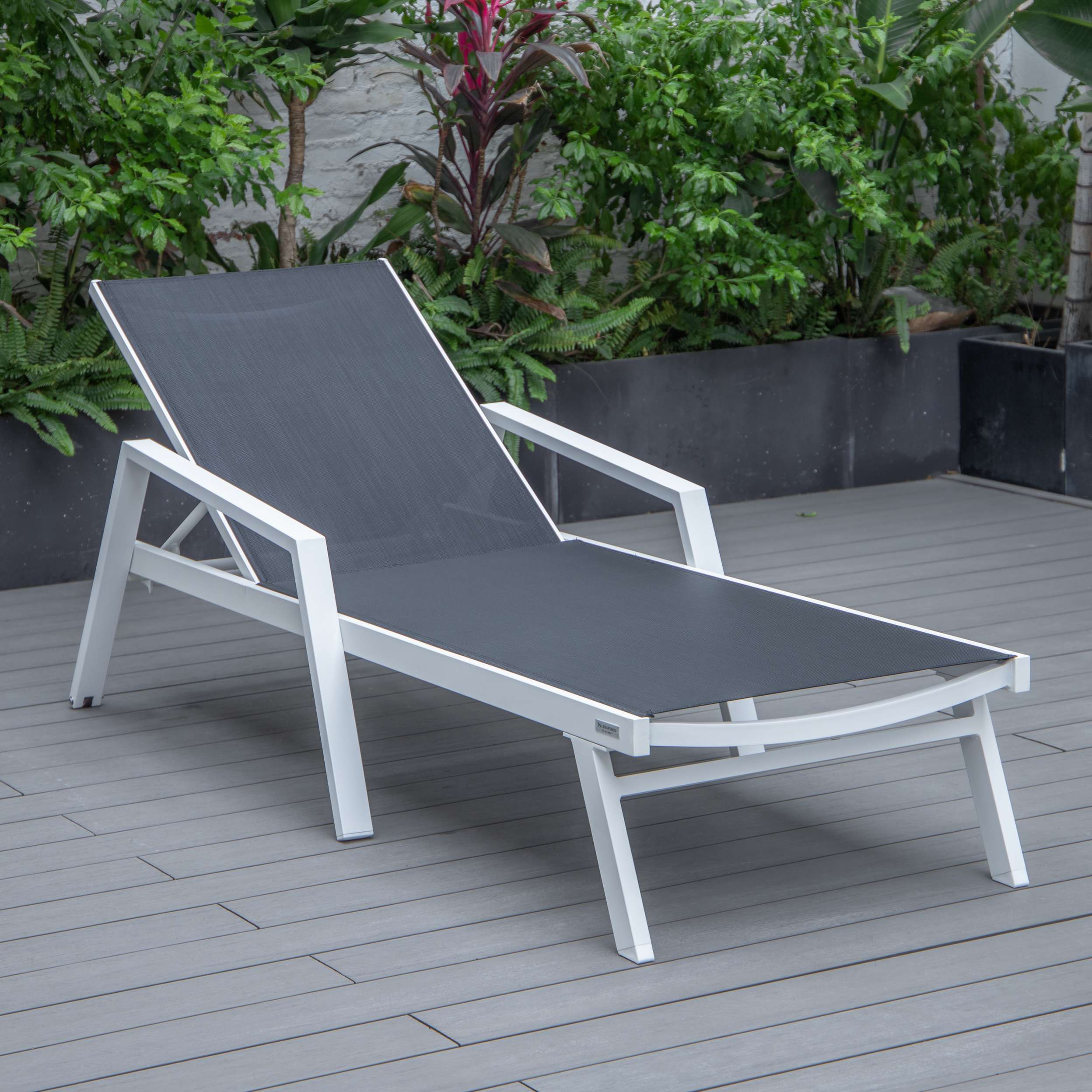 LeisureMod Marlin Modern White Aluminum Outdoor Patio Chaise Lounge Chair - MLAWCF21-77BL - Image 10