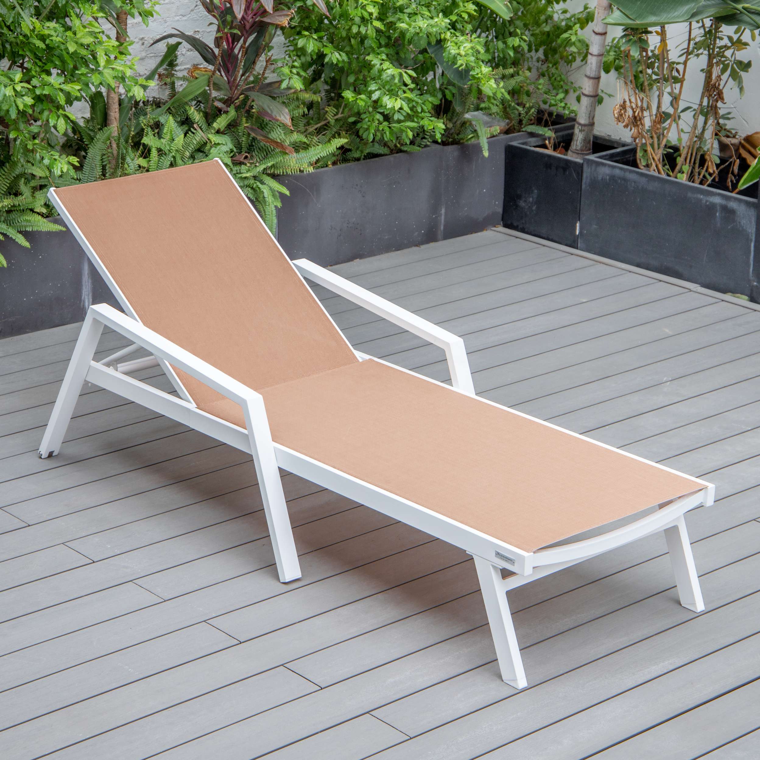 LeisureMod Marlin Modern White Aluminum Outdoor Patio Chaise Lounge Chair - MLAWCF21-77BL - Image 100