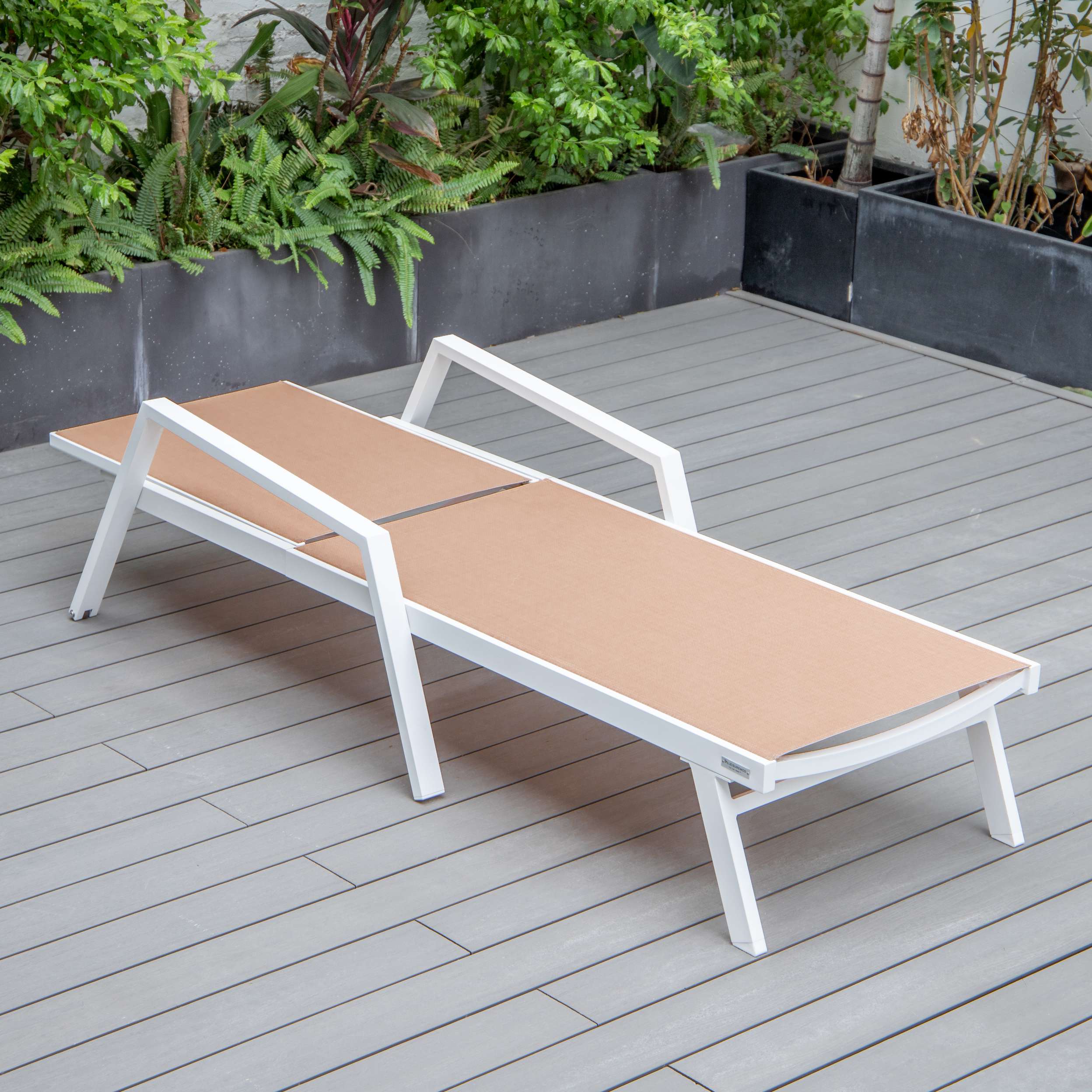 LeisureMod Marlin Modern White Aluminum Outdoor Patio Chaise Lounge Chair - MLAWCF21-77BL - Image 101