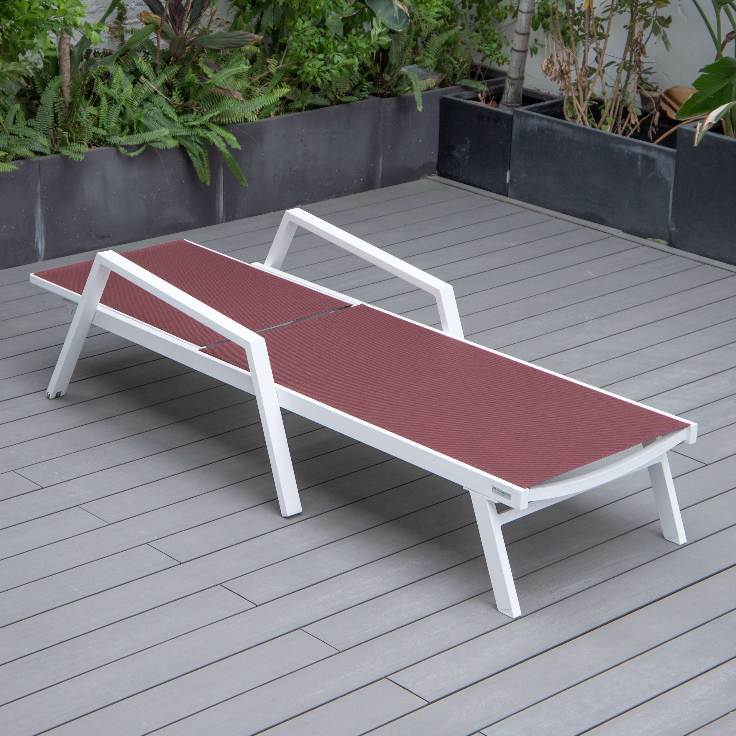 LeisureMod Marlin Modern White Aluminum Outdoor Patio Chaise Lounge Chair - MLAWCF21-77BL - Image 32