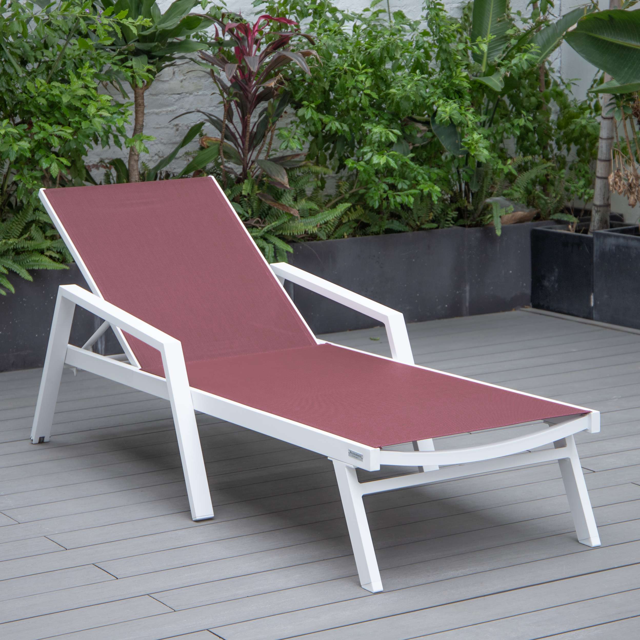 LeisureMod Marlin Modern White Aluminum Outdoor Patio Chaise Lounge Chair - MLAWCF21-77BL - Image 33