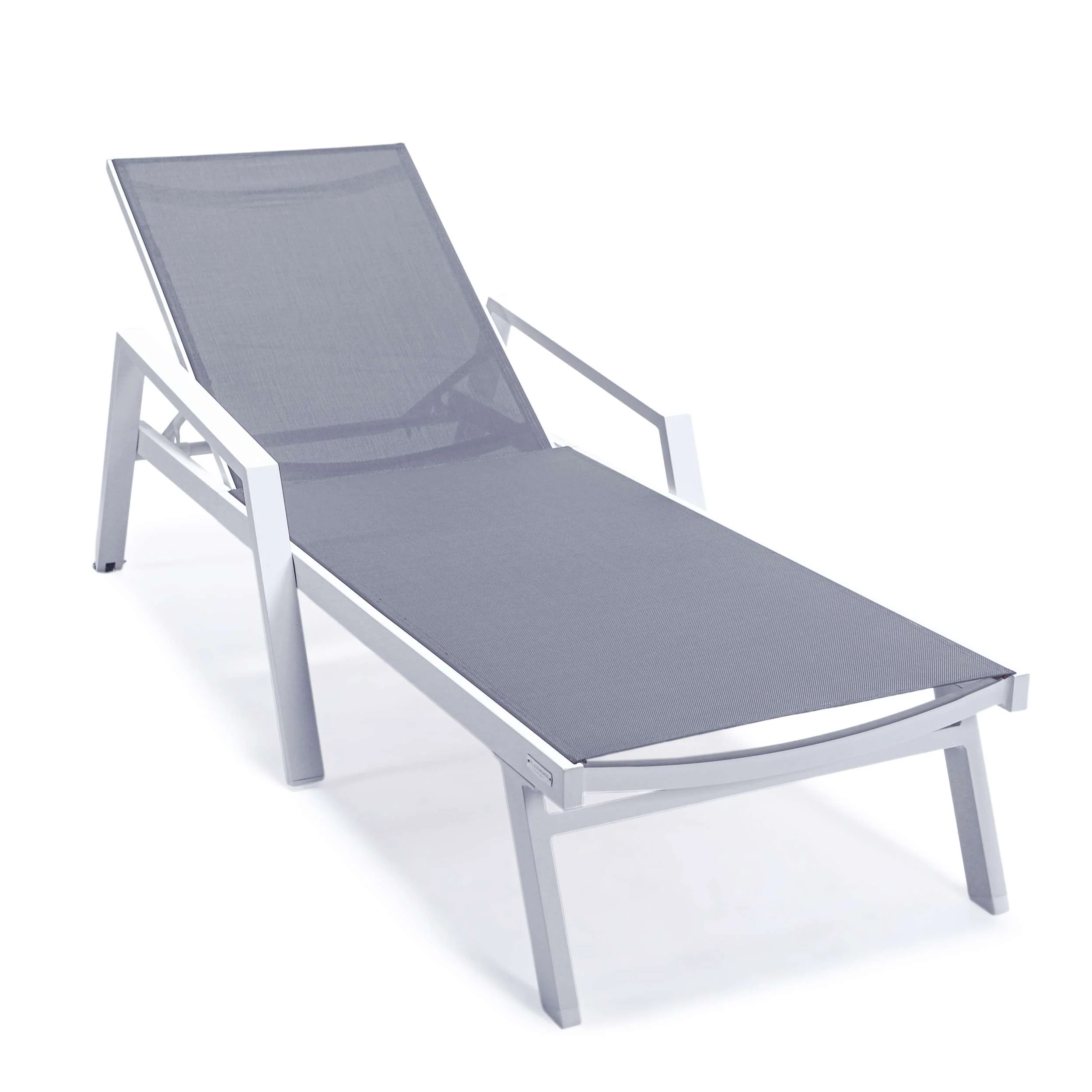 LeisureMod Marlin Modern White Aluminum Outdoor Patio Chaise Lounge Chair - MLAWCF21-77BL - Image 50