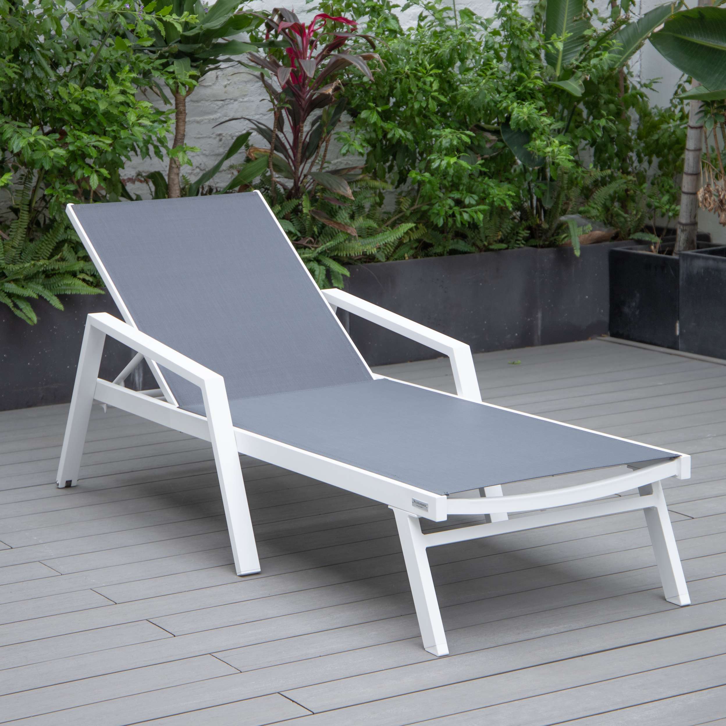 LeisureMod Marlin Modern White Aluminum Outdoor Patio Chaise Lounge Chair - MLAWCF21-77BL - Image 56
