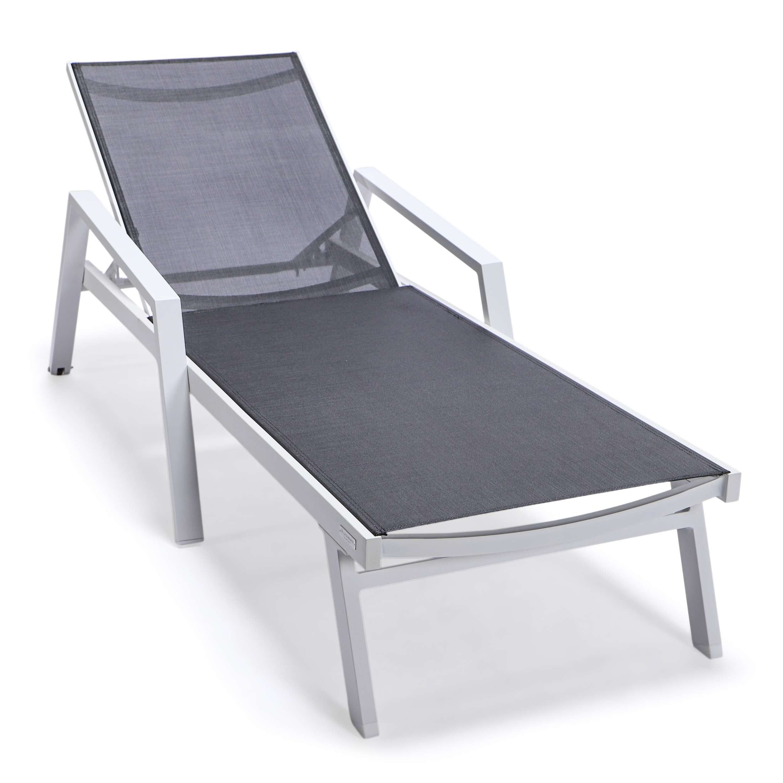 LeisureMod Marlin Modern White Aluminum Outdoor Patio Chaise Lounge Chair - MLAWCF21-77BL - Image 7