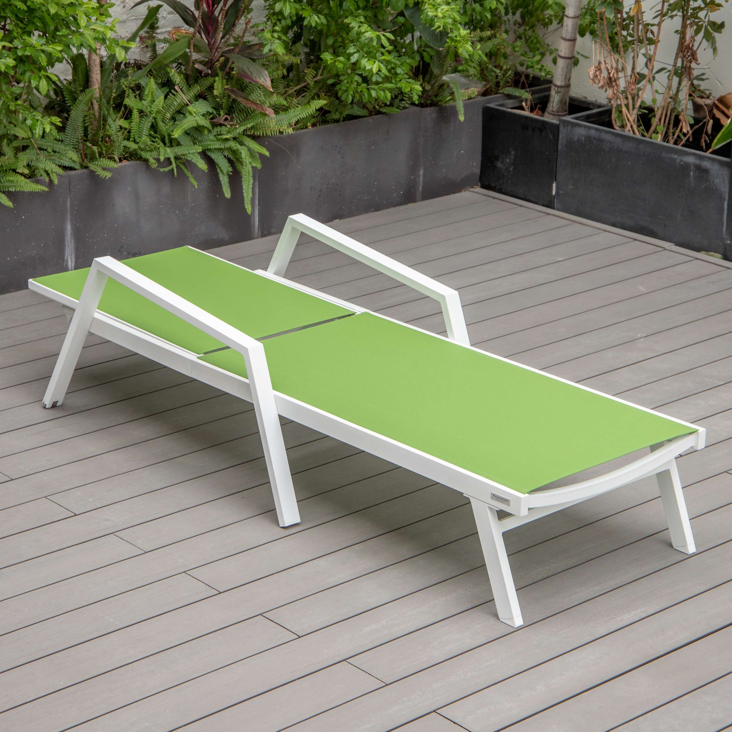 LeisureMod Marlin Modern White Aluminum Outdoor Patio Chaise Lounge Chair - MLAWCF21-77BL - Image 78