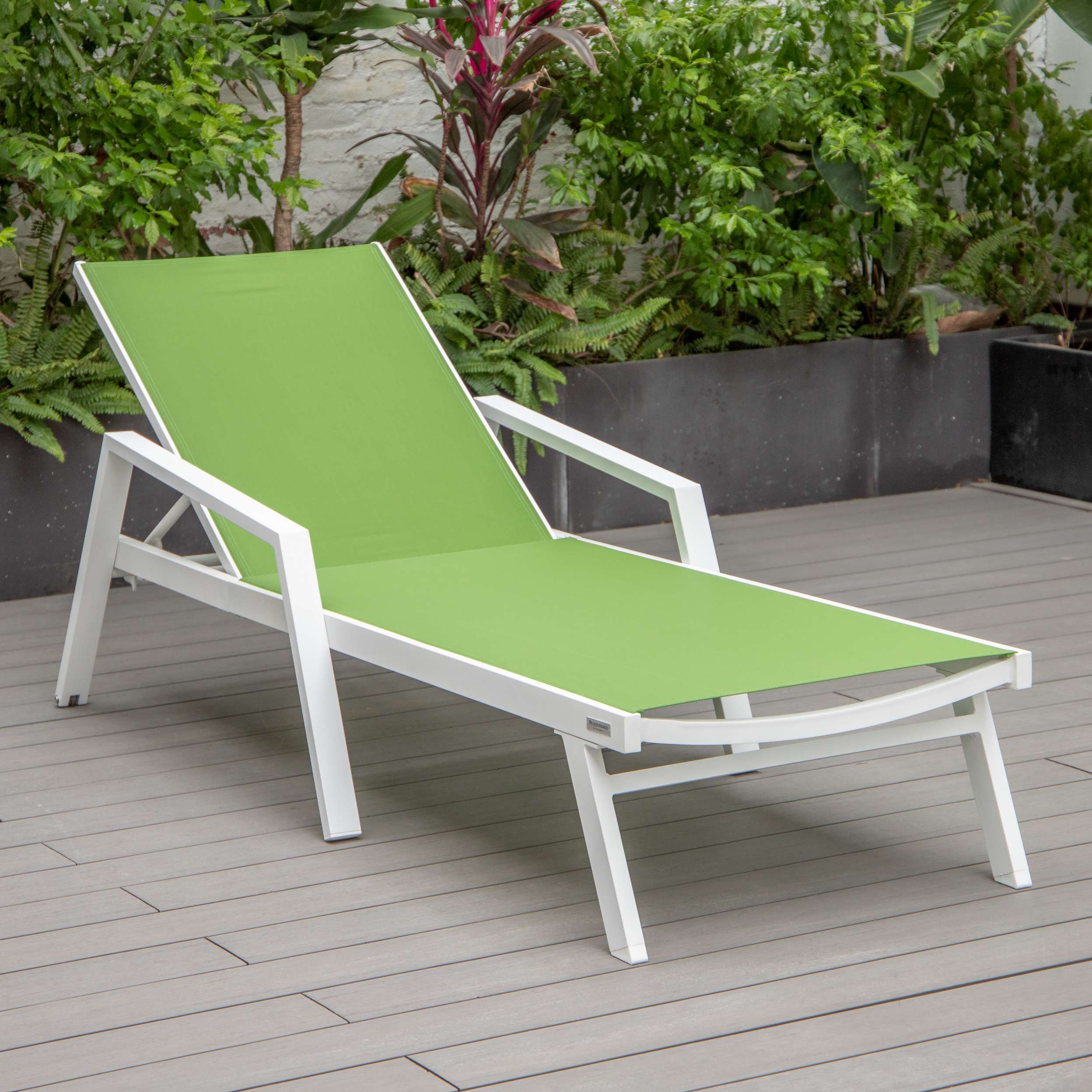 LeisureMod Marlin Modern White Aluminum Outdoor Patio Chaise Lounge Chair - MLAWCF21-77BL - Image 79