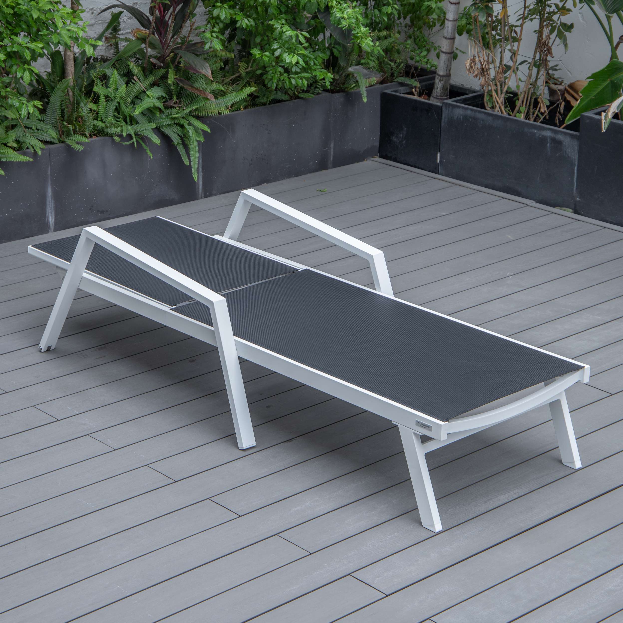LeisureMod Marlin Modern White Aluminum Outdoor Patio Chaise Lounge Chair - MLAWCF21-77BL - Image 9