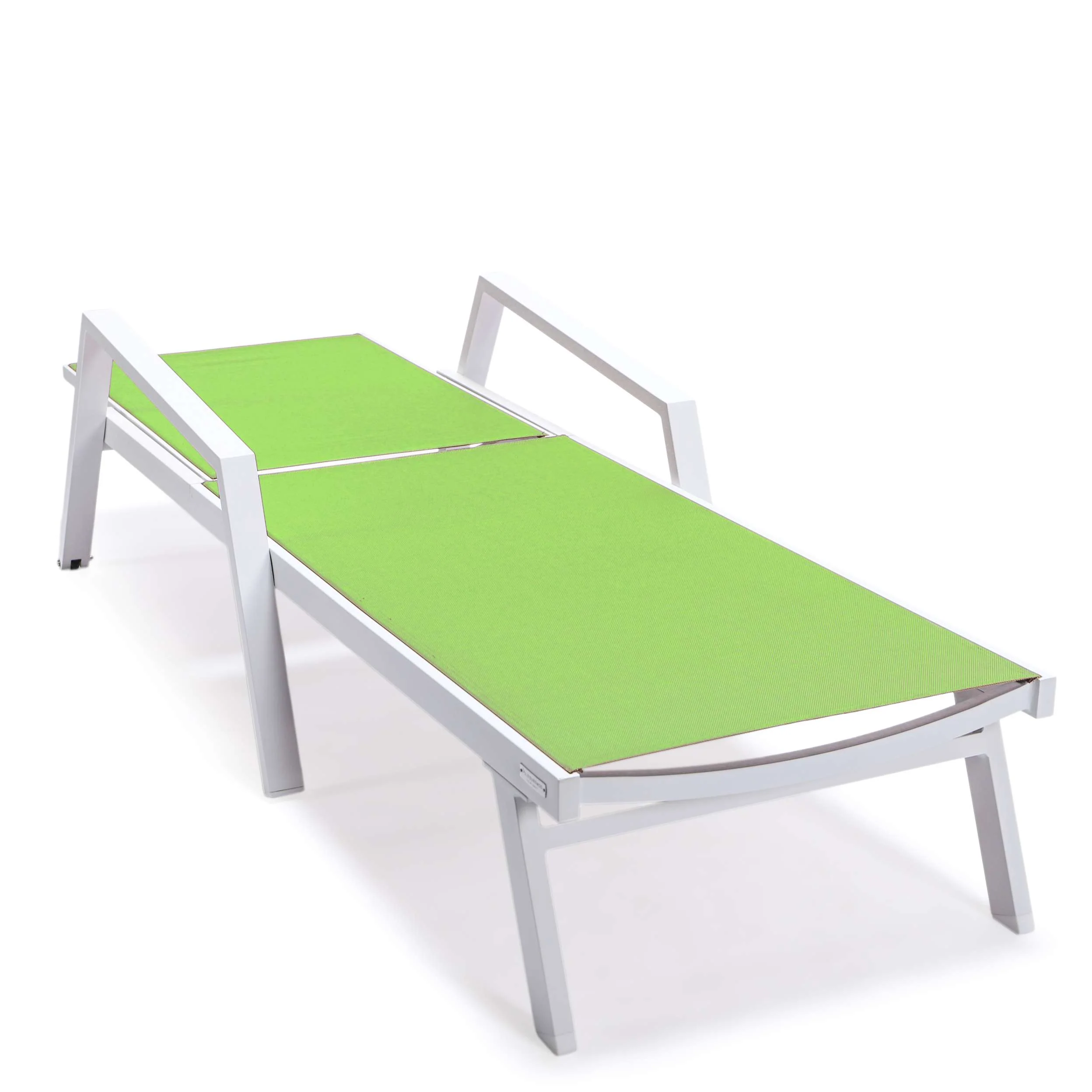 LeisureMod Marlin Patio Chaise Lounge Chair With Armrests in White Aluminum Frame, Set of 2 - Image 49