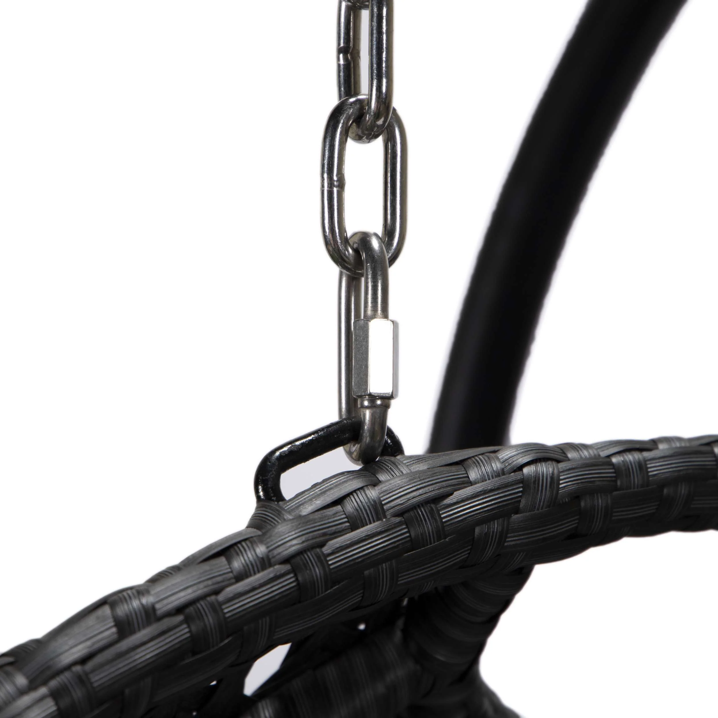 LeisureMod Mendoza Charcoal Wicker Hanging 2 person Egg Swing Chair - Image 35