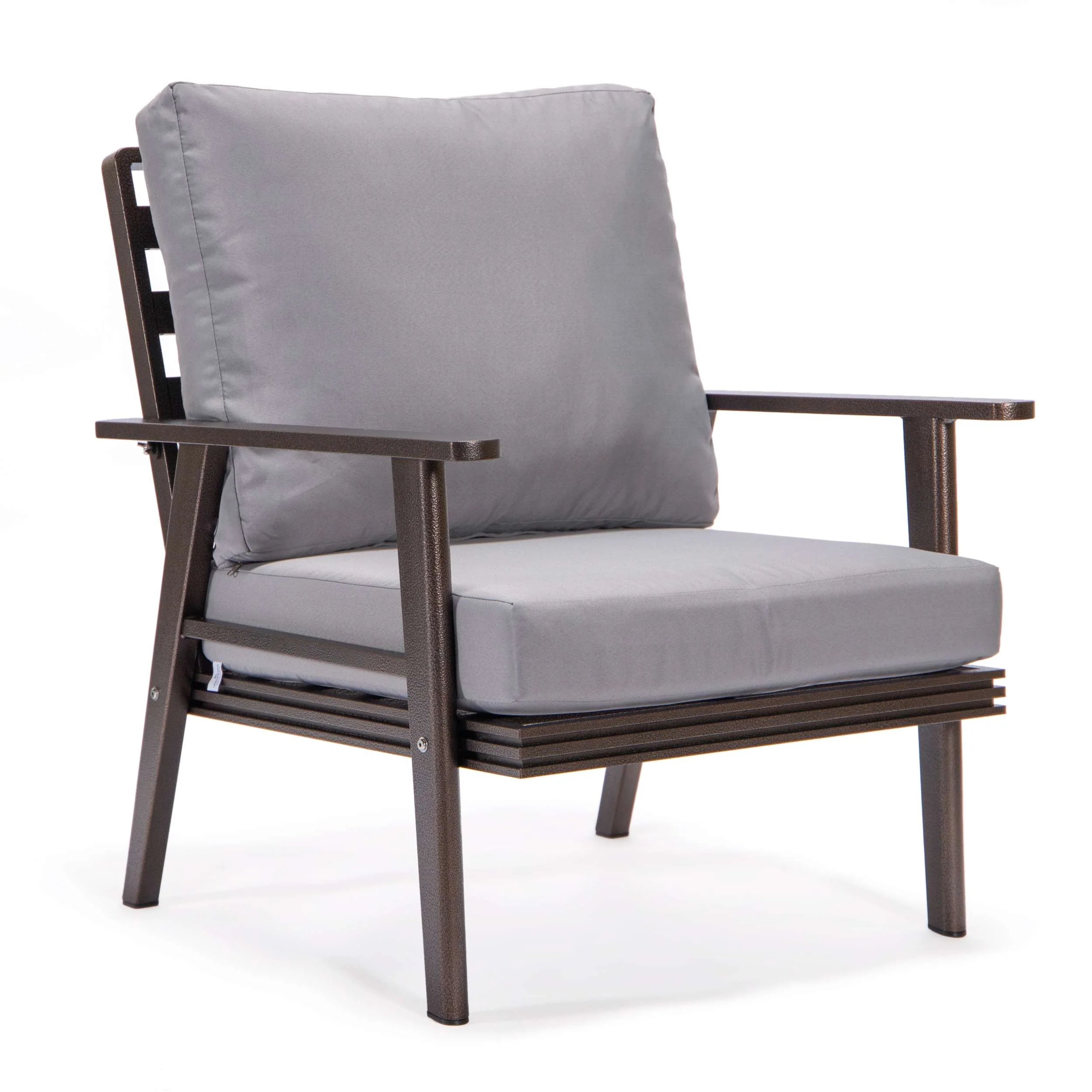 LeisureMod Walbrooke Modern 3-Piece Outdoor Patio Set with Brown Aluminum Frame - Image 32