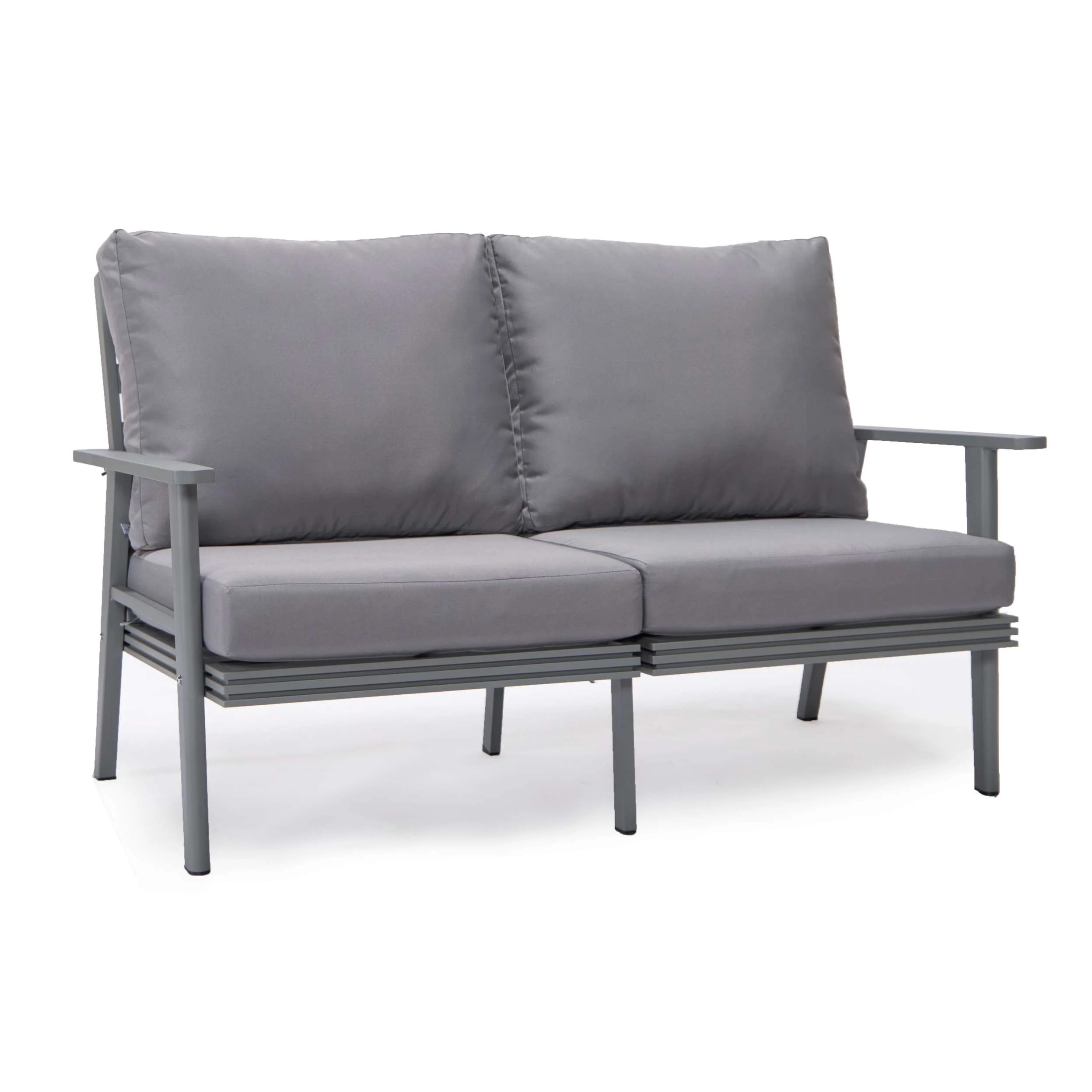 LeisureMod Walbrooke Modern 3-Piece Outdoor Patio Set with Grey Aluminum Frame - Image 38