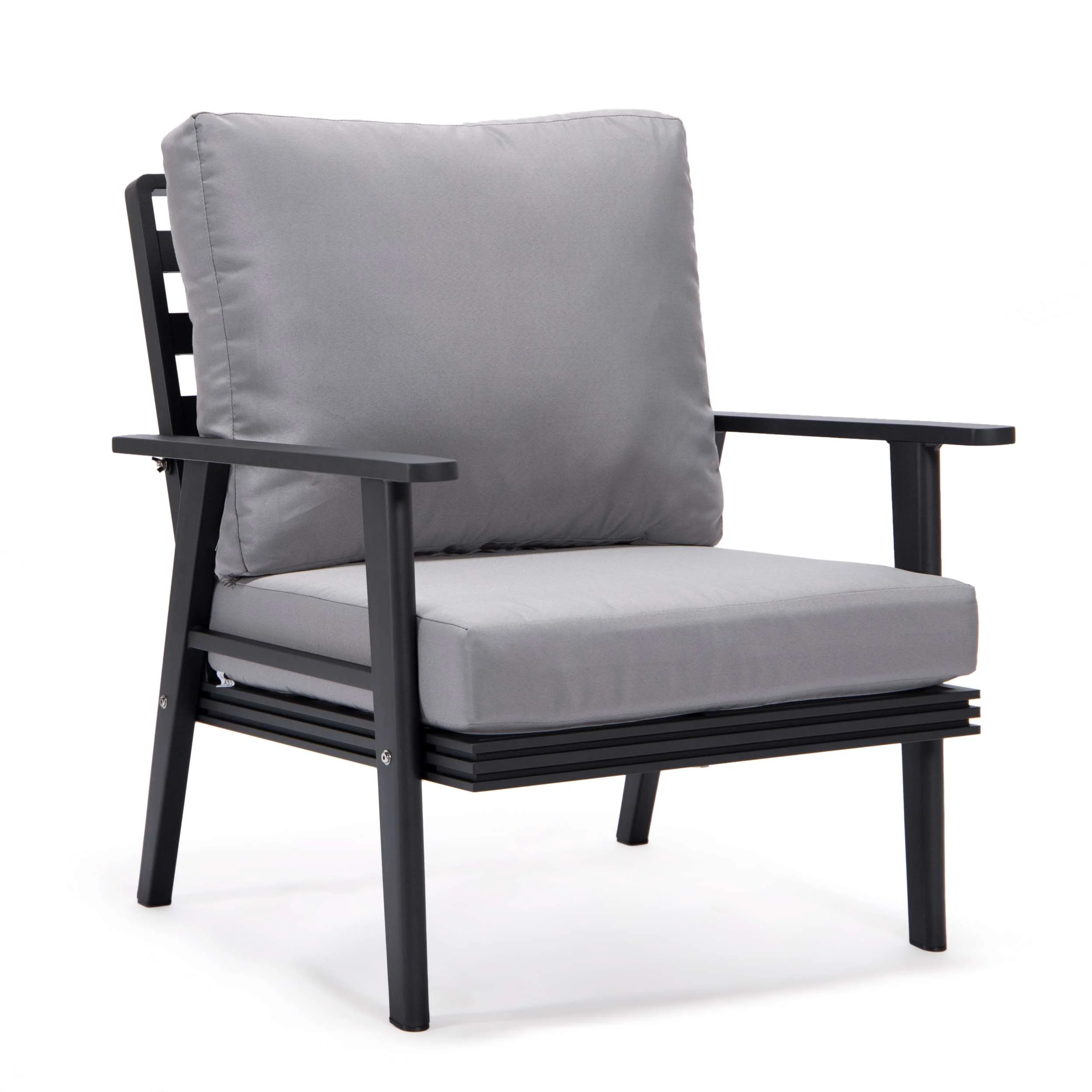 LeisureMod Walbrooke Modern Black Patio Conversation With Square Fire Pit & Tank Holder - Image 52