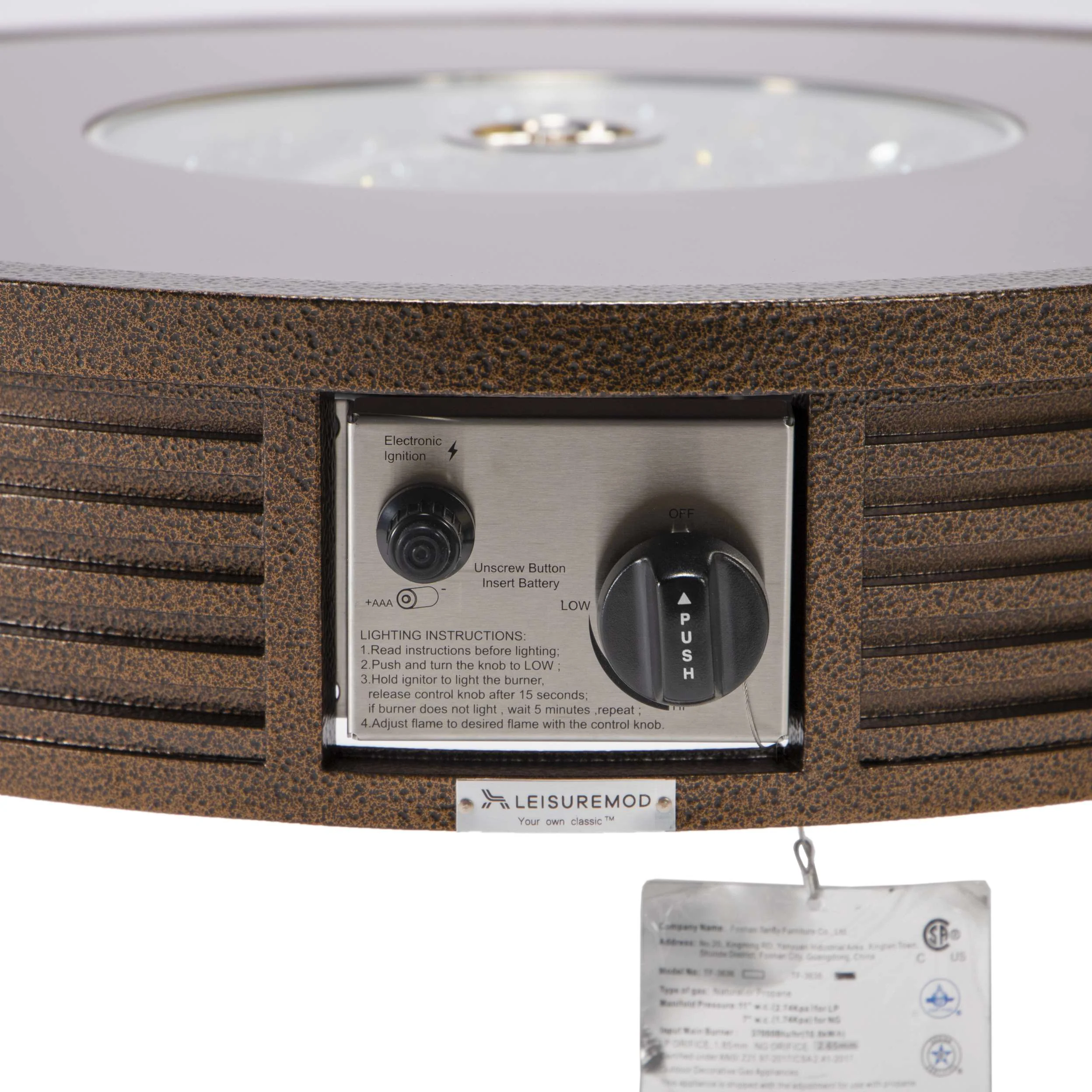 LeisureMod Walbrooke Modern Brown Patio Conversation With Round Fire Pit & Tank Holder - Image 104