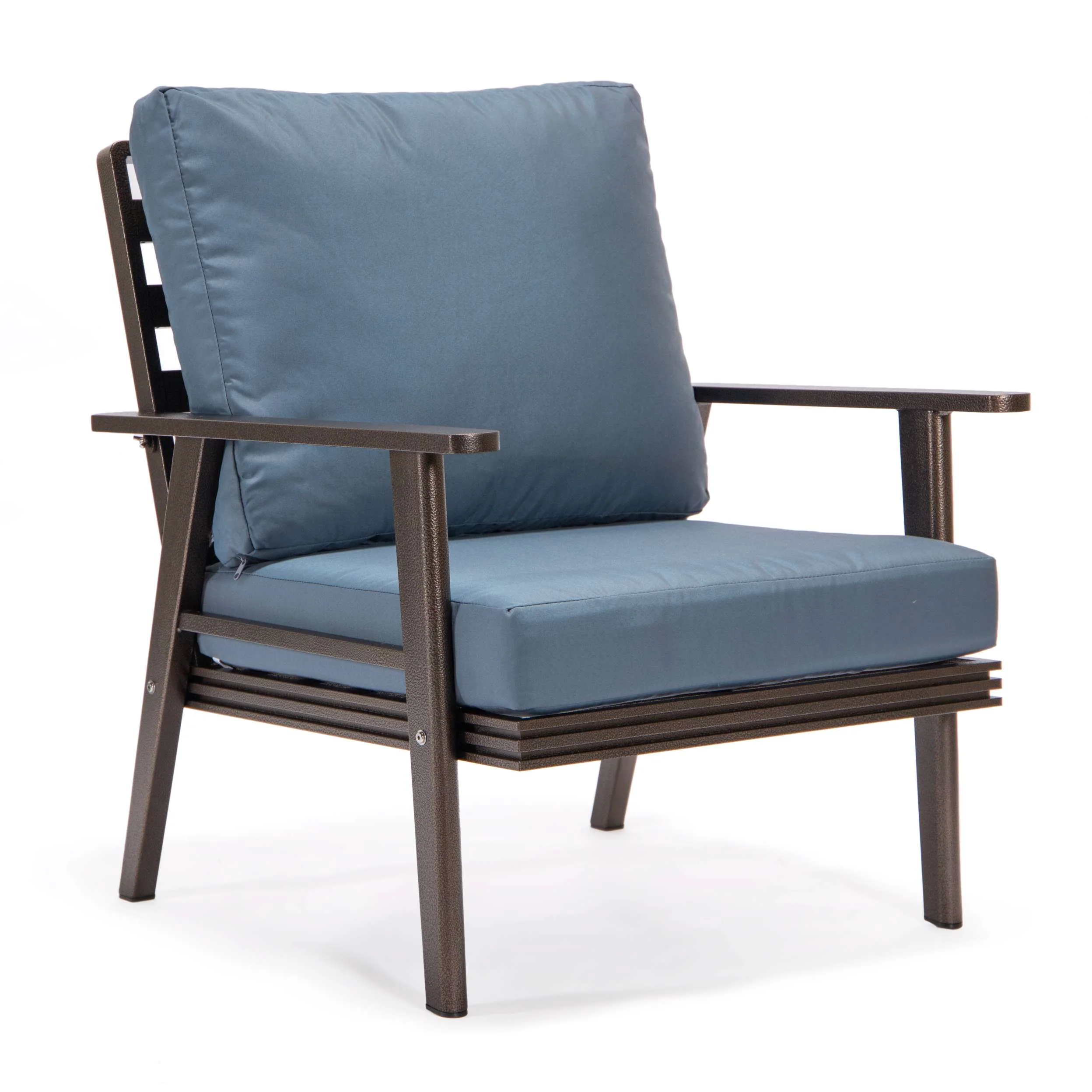 LeisureMod Walbrooke Modern Brown Patio Conversation With Square Fire Pit With Slats Design & Tank Holder - Image 25