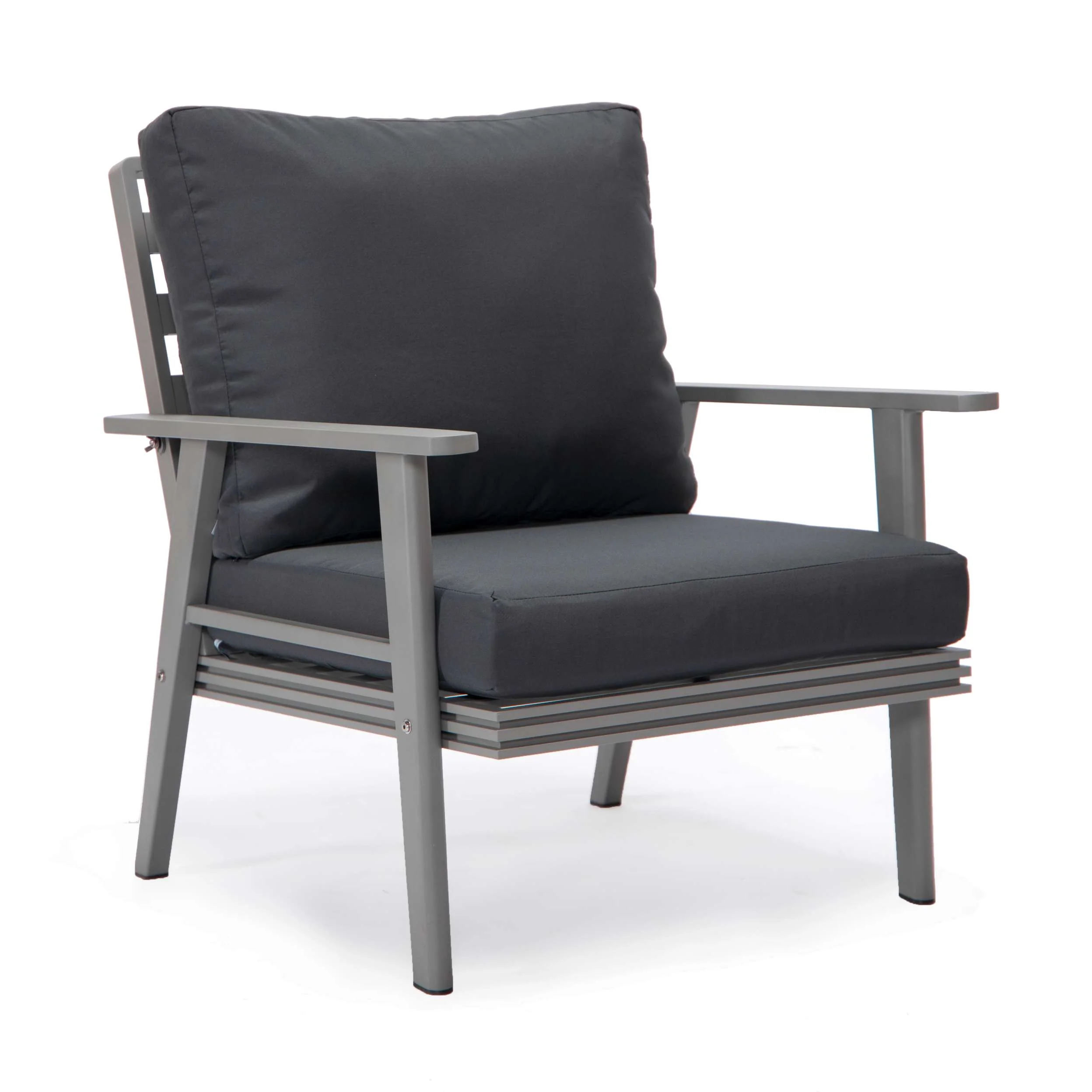 LeisureMod Walbrooke Modern Grey Patio Conversation With Round Fire Pit & Tank Holder - Image 5
