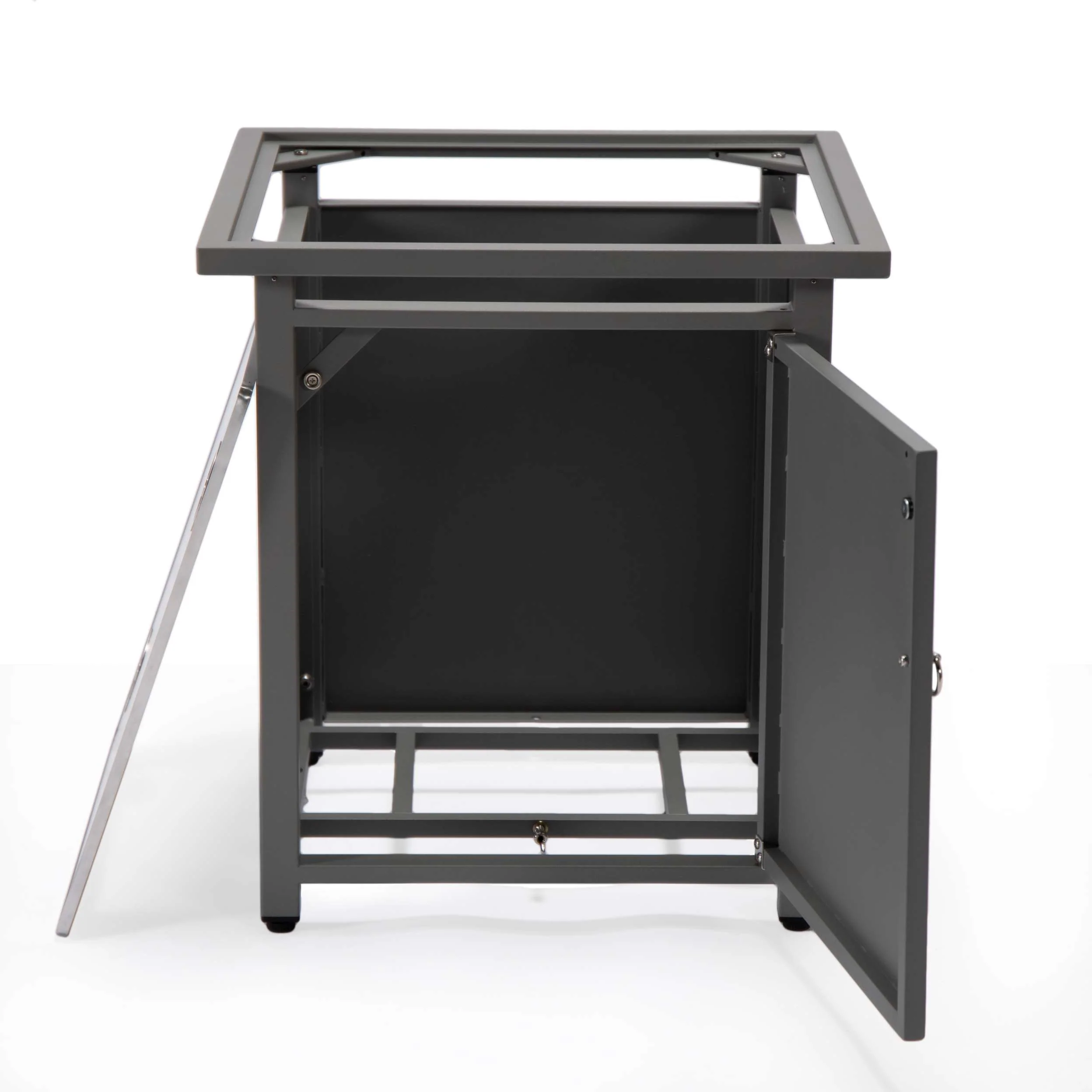 LeisureMod Walbrooke Modern Grey Patio Conversation With Square Fire Pit & Tank Holder - Image 13