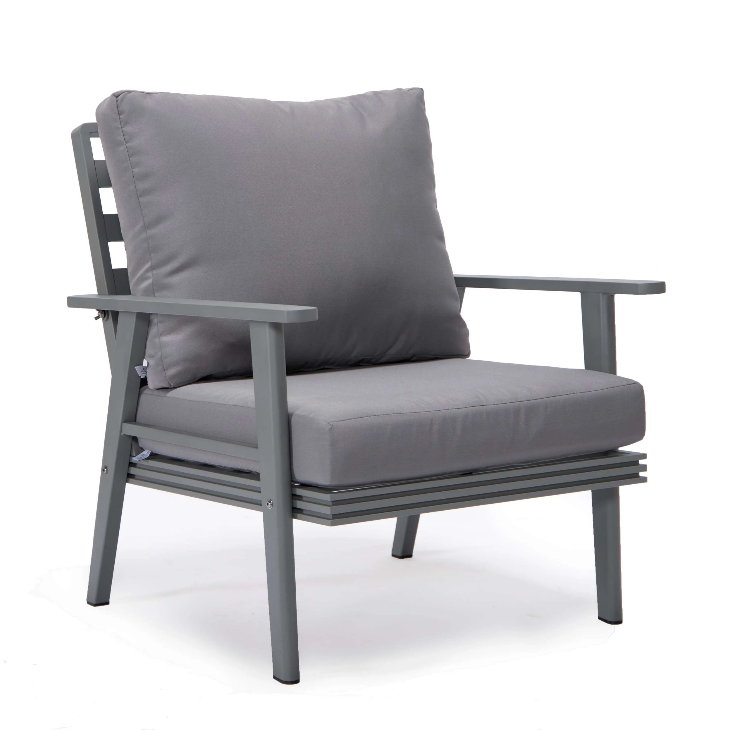 LeisureMod Walbrooke Modern Grey Patio Conversation With Square Fire Pit & Tank Holder - Image 56