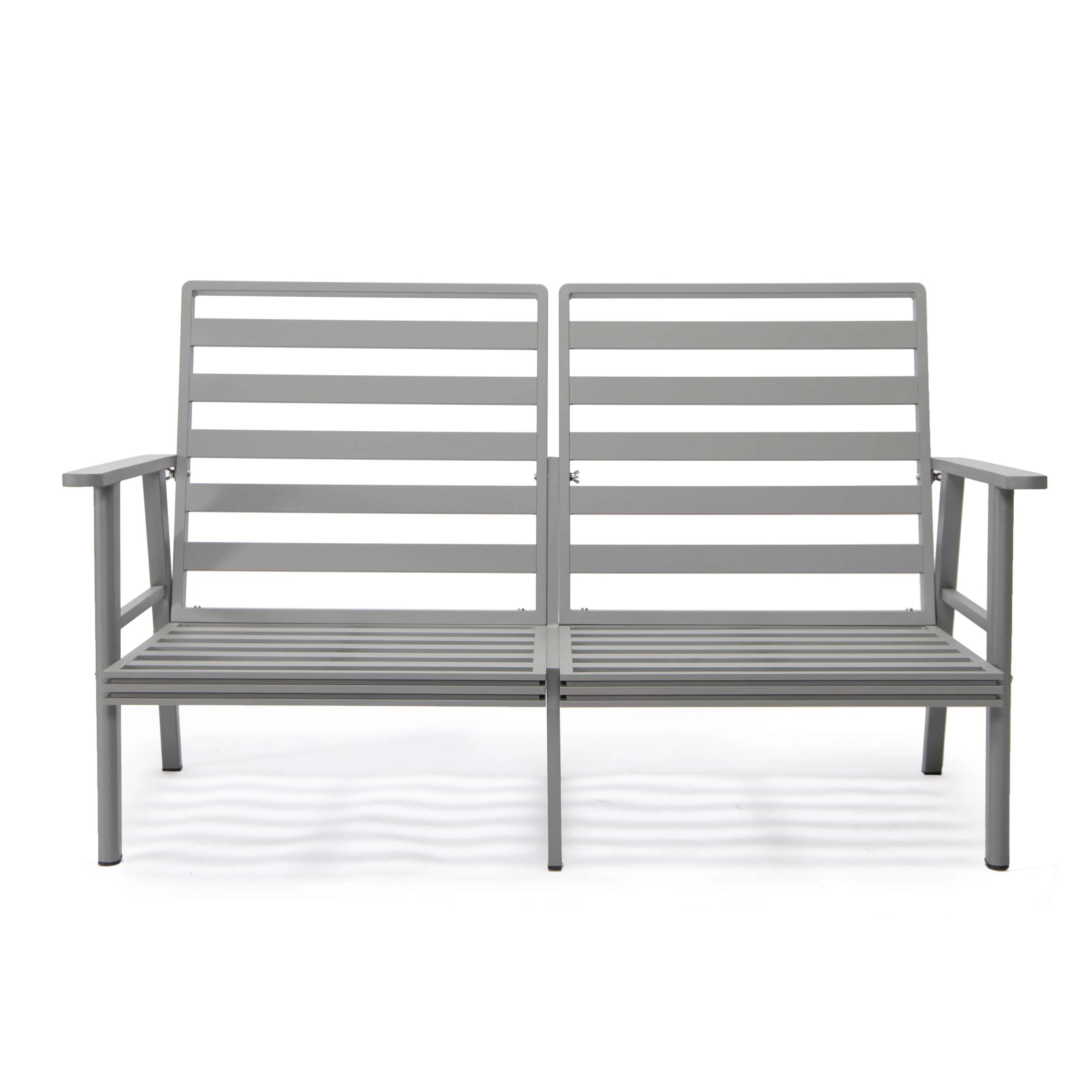 Leisuremod Walbrooke Modern Outdoor Patio Loveseat with Gray Aluminum Frame and Removable Cushions For Patio and Backyard Garden - Image 10