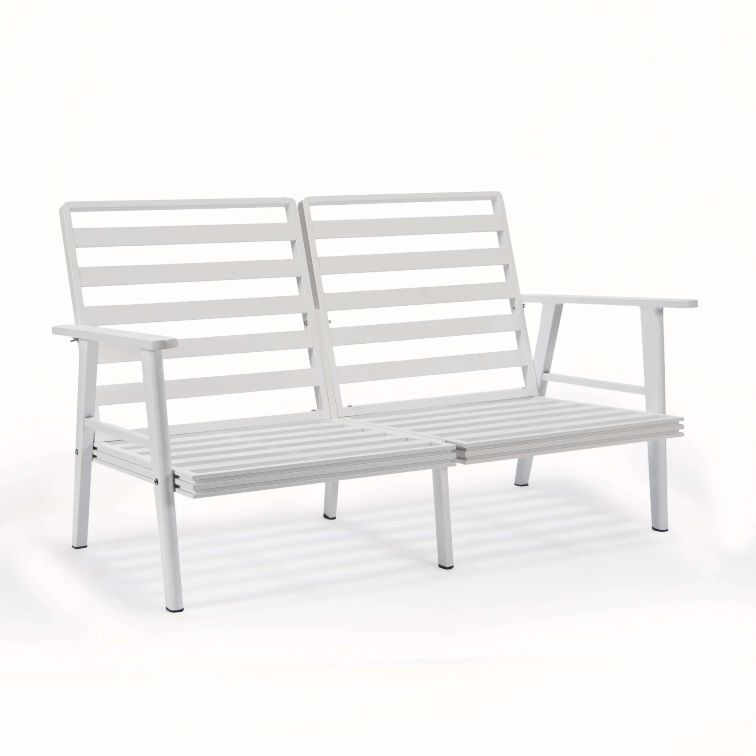 Leisuremod Walbrooke Modern Outdoor Patio Loveseat with White Aluminum Frame and Removable Cushions For Patio and Backyard Garden - Image 10