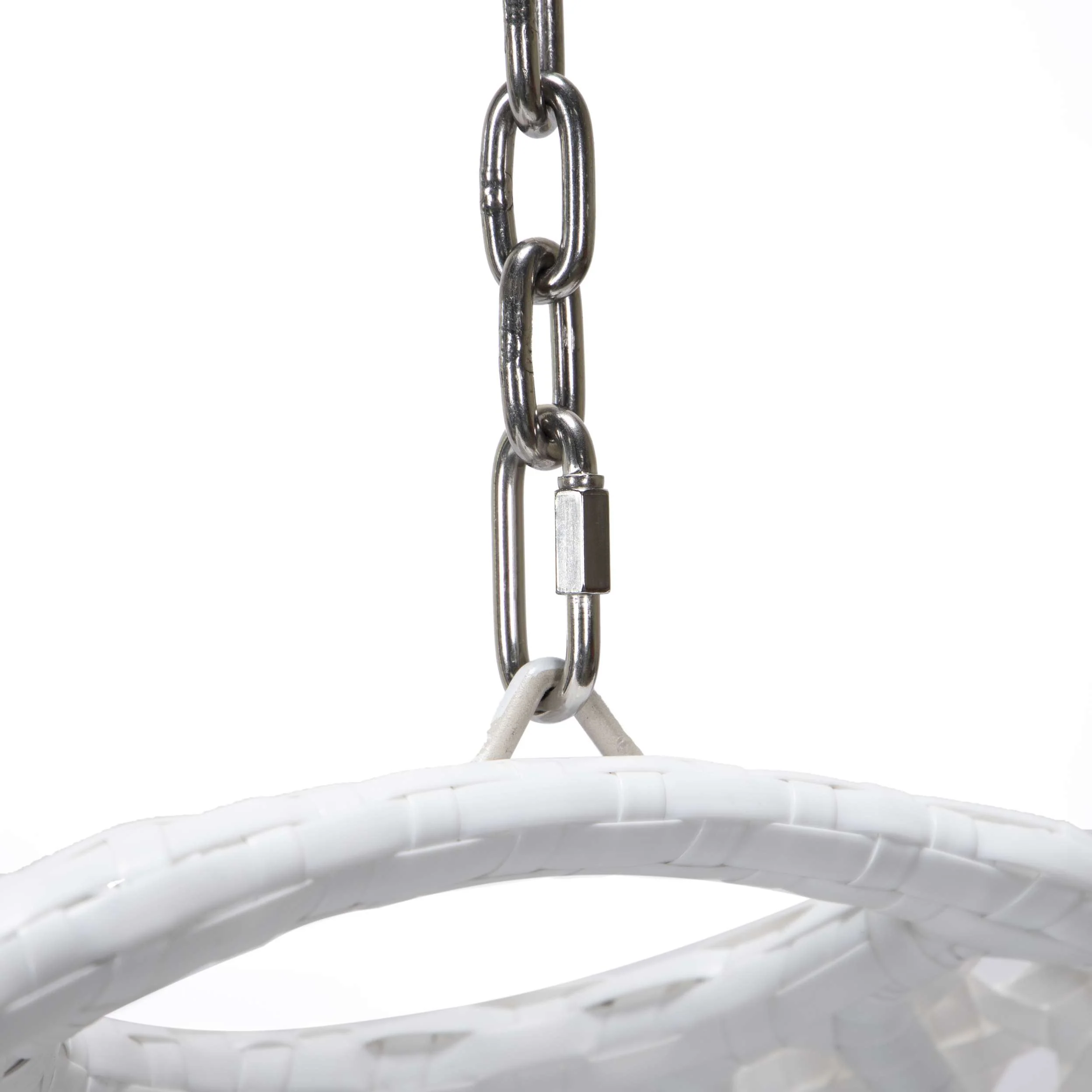 LeisureMod White Wicker Hanging Egg Swing Chair - Image 19