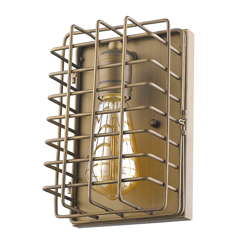 Light Gold Cage Wall Sconce By Homeroots