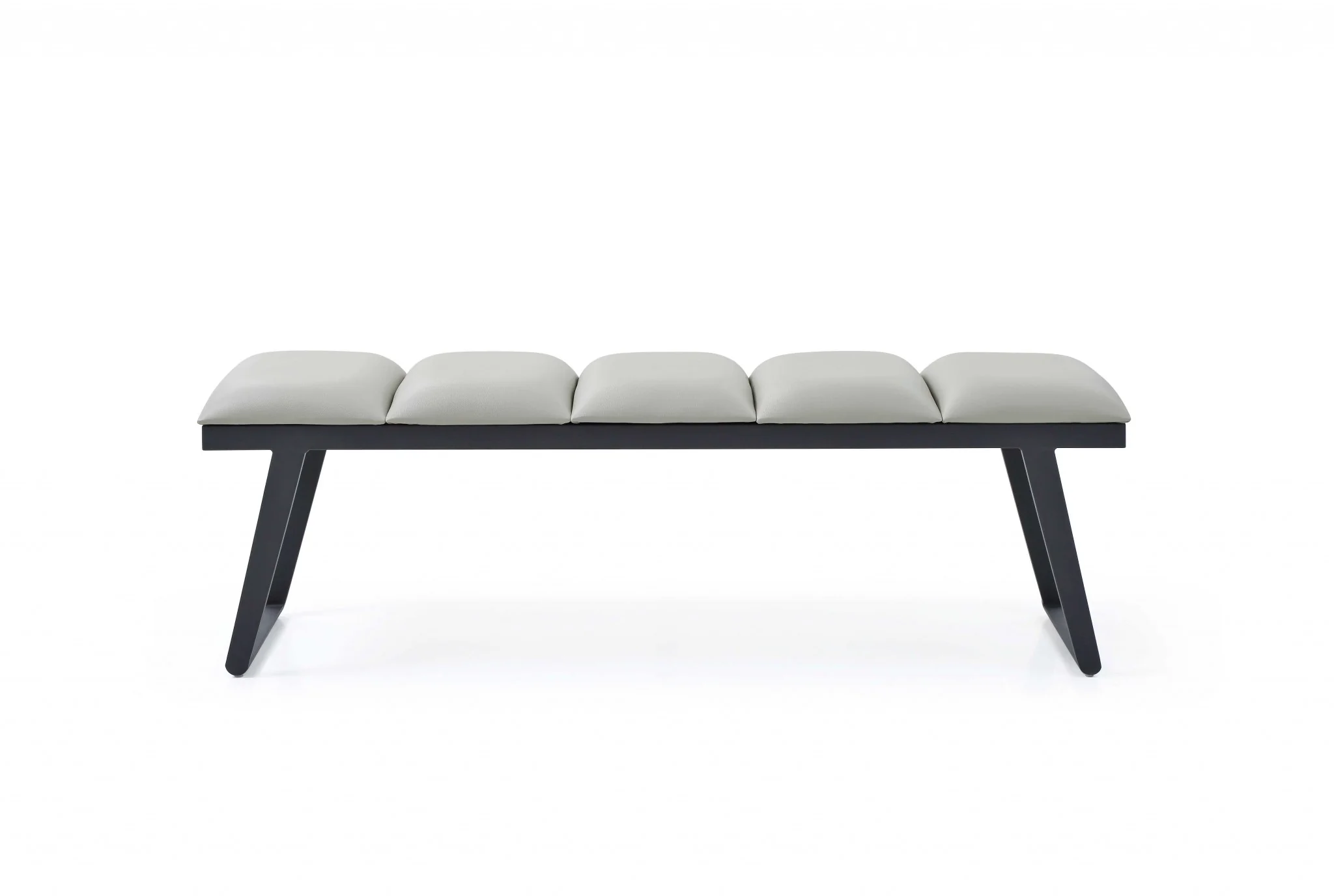 Light Gray and Black Upholstered Faux Leather Bench By Homeroots