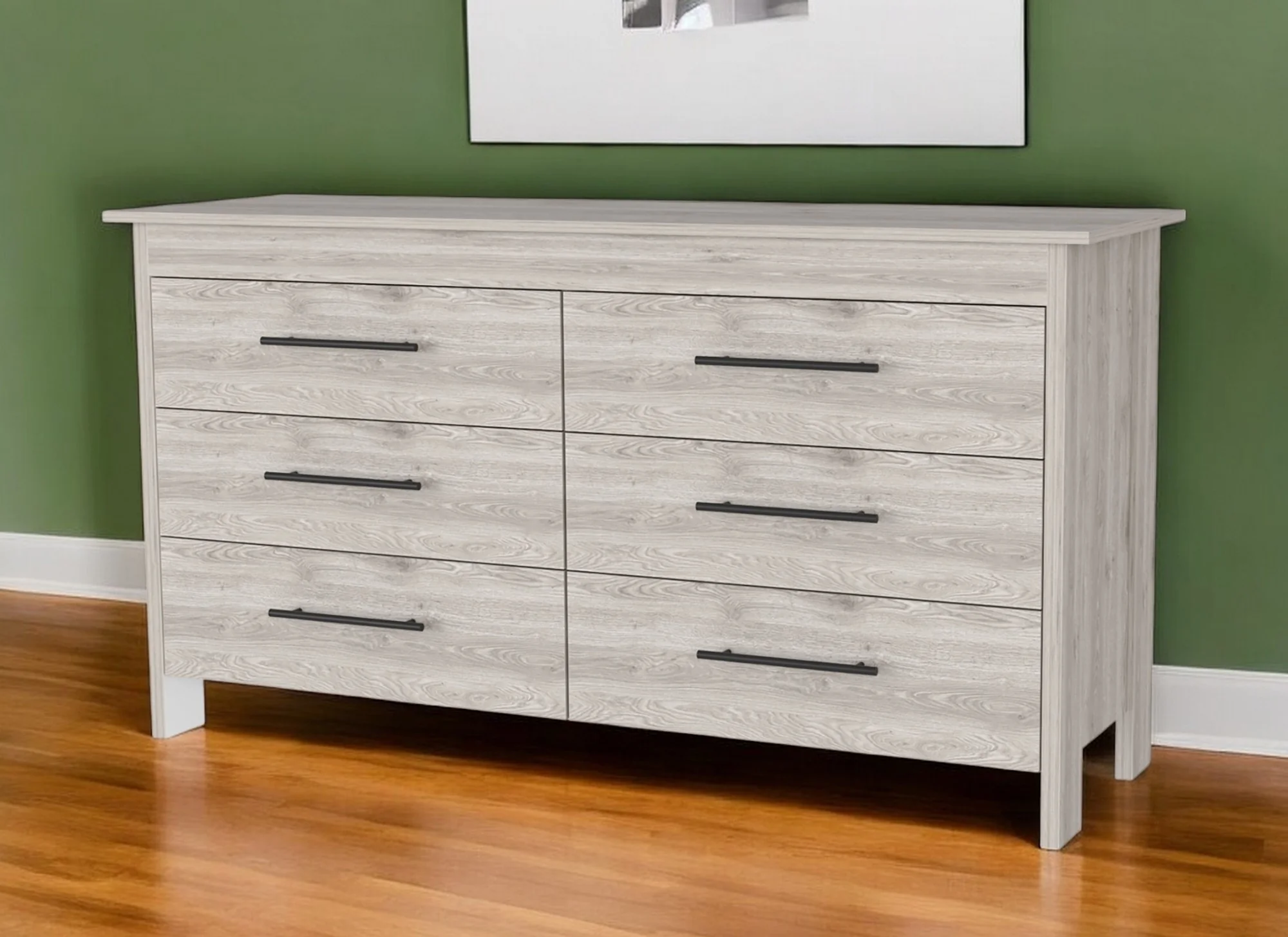 Light Gray Six Drawer Double Dresser By Homeroots