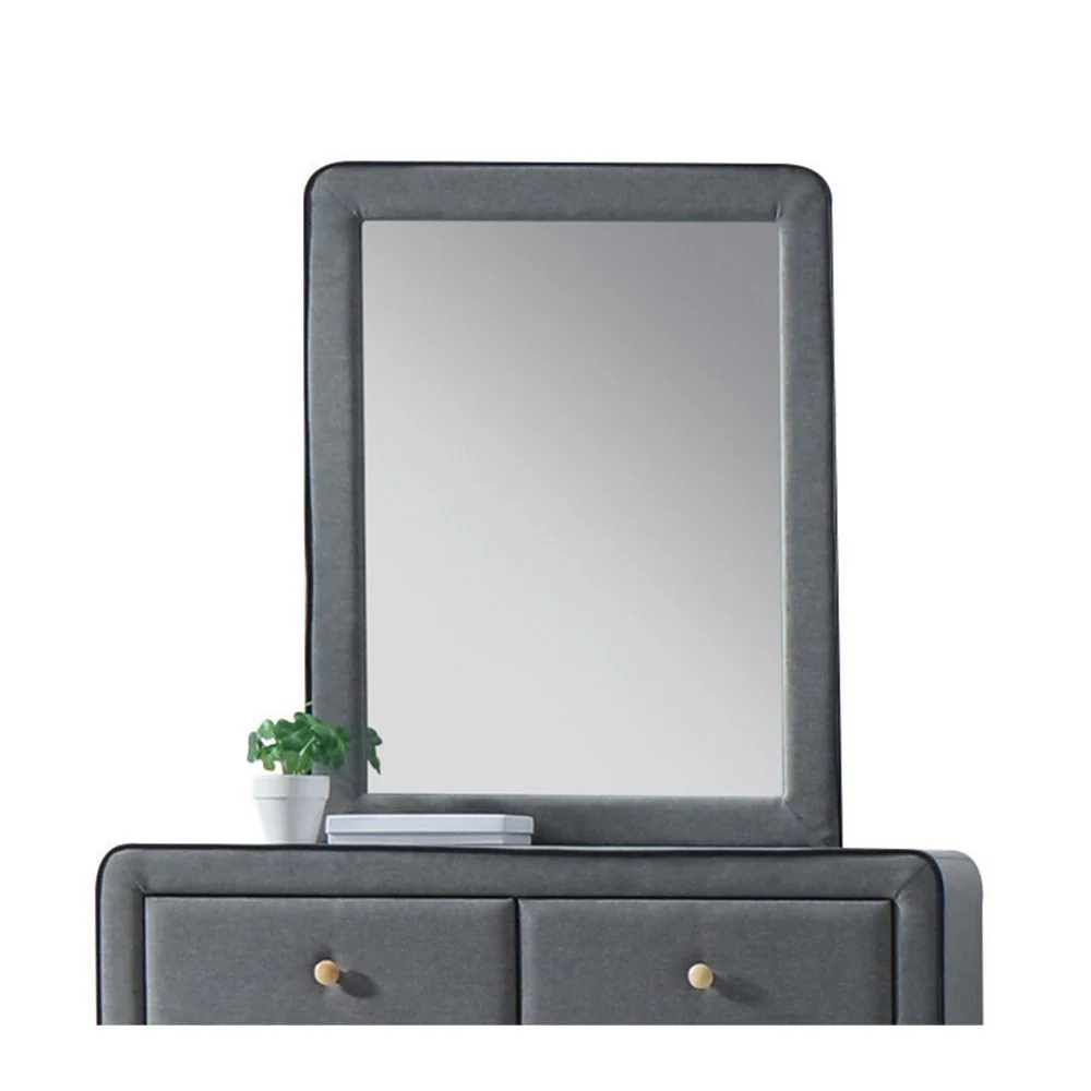 Light Gray Upholstered Vanity Mirror By Homeroots
