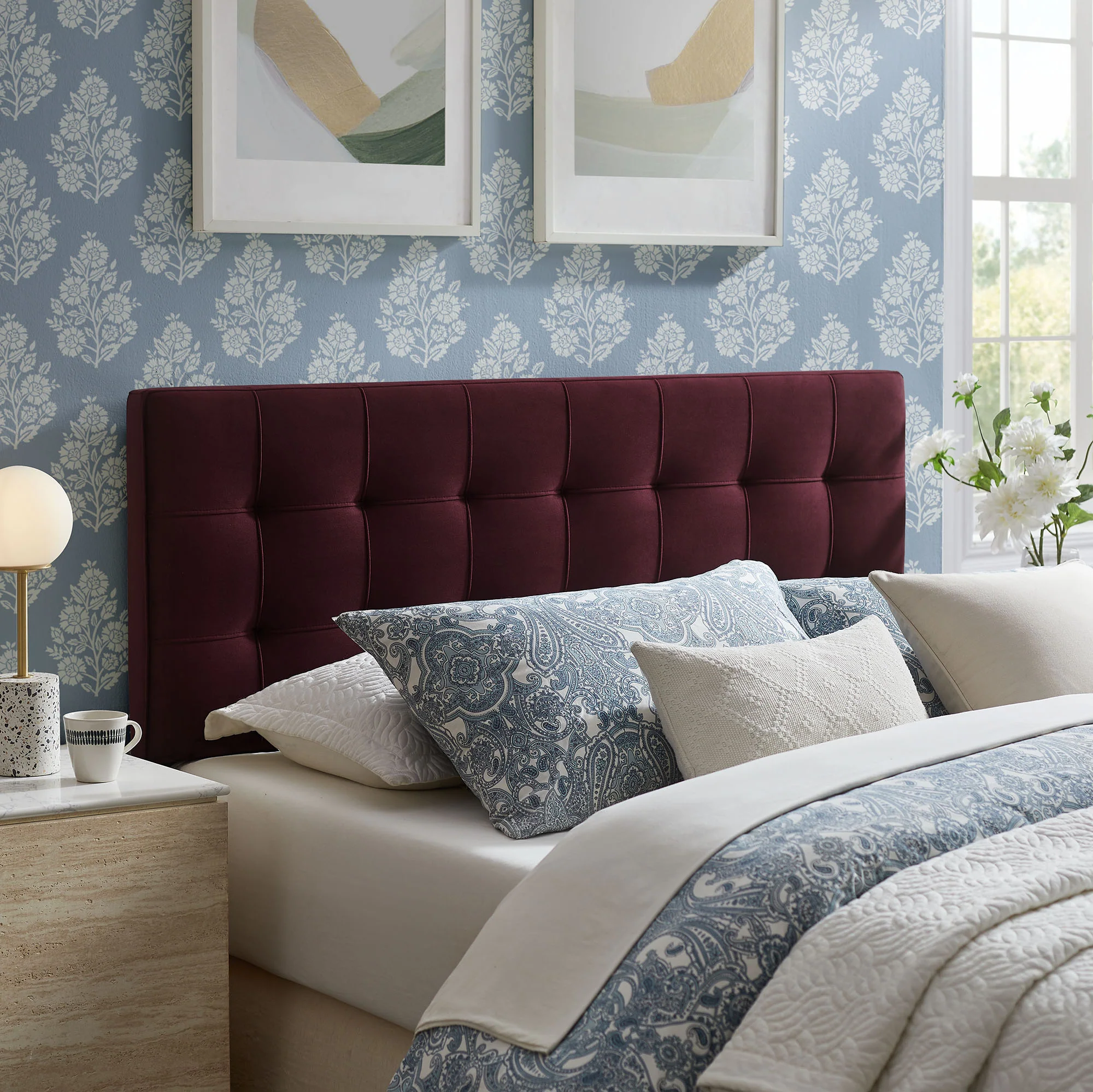 Lily Stain-Resistant Performance Velvet Queen Size Headboard by Modway - Image 38
