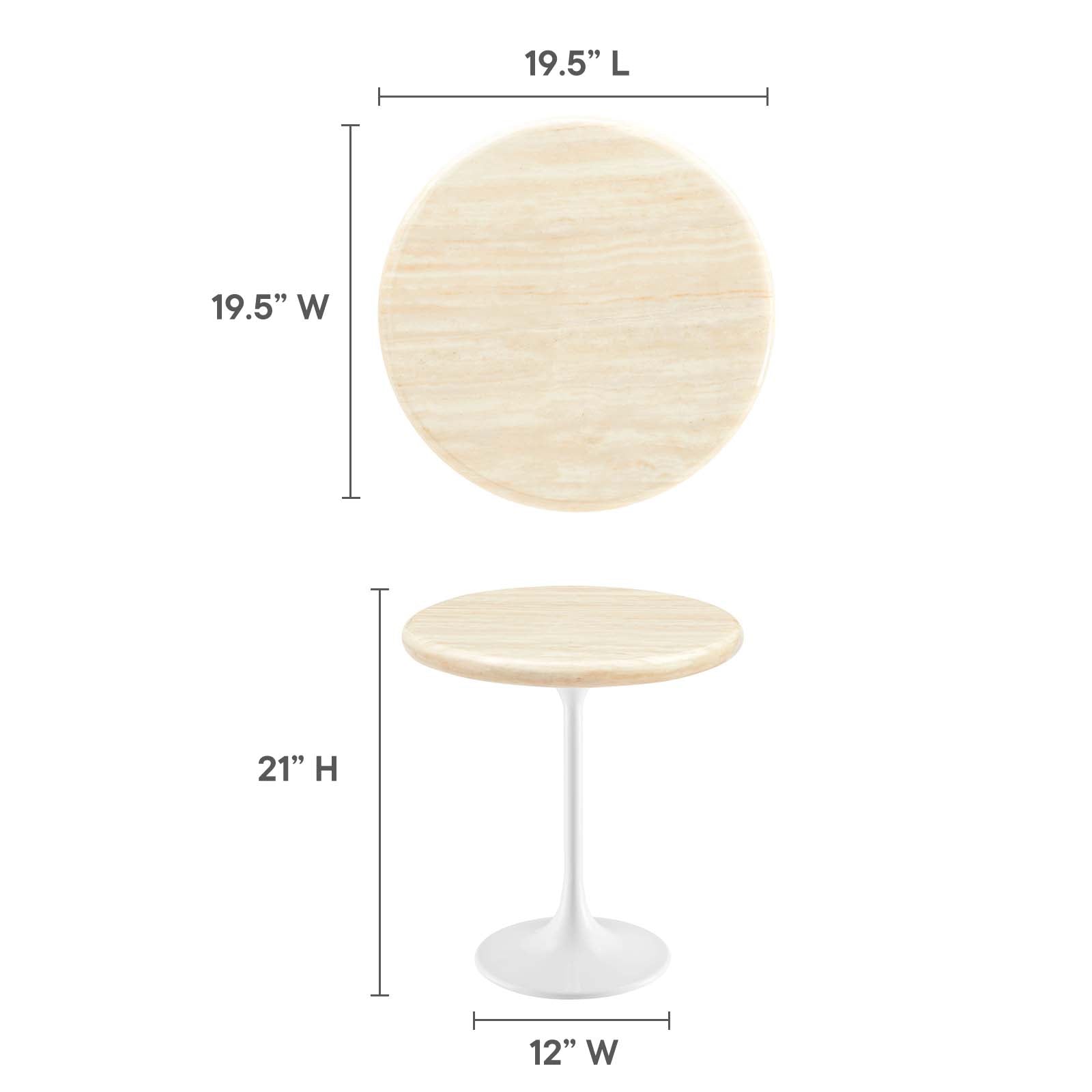Lippa 20" Round Artificial Travertine  Side Table By Modway - EEI-6745 - Image 6