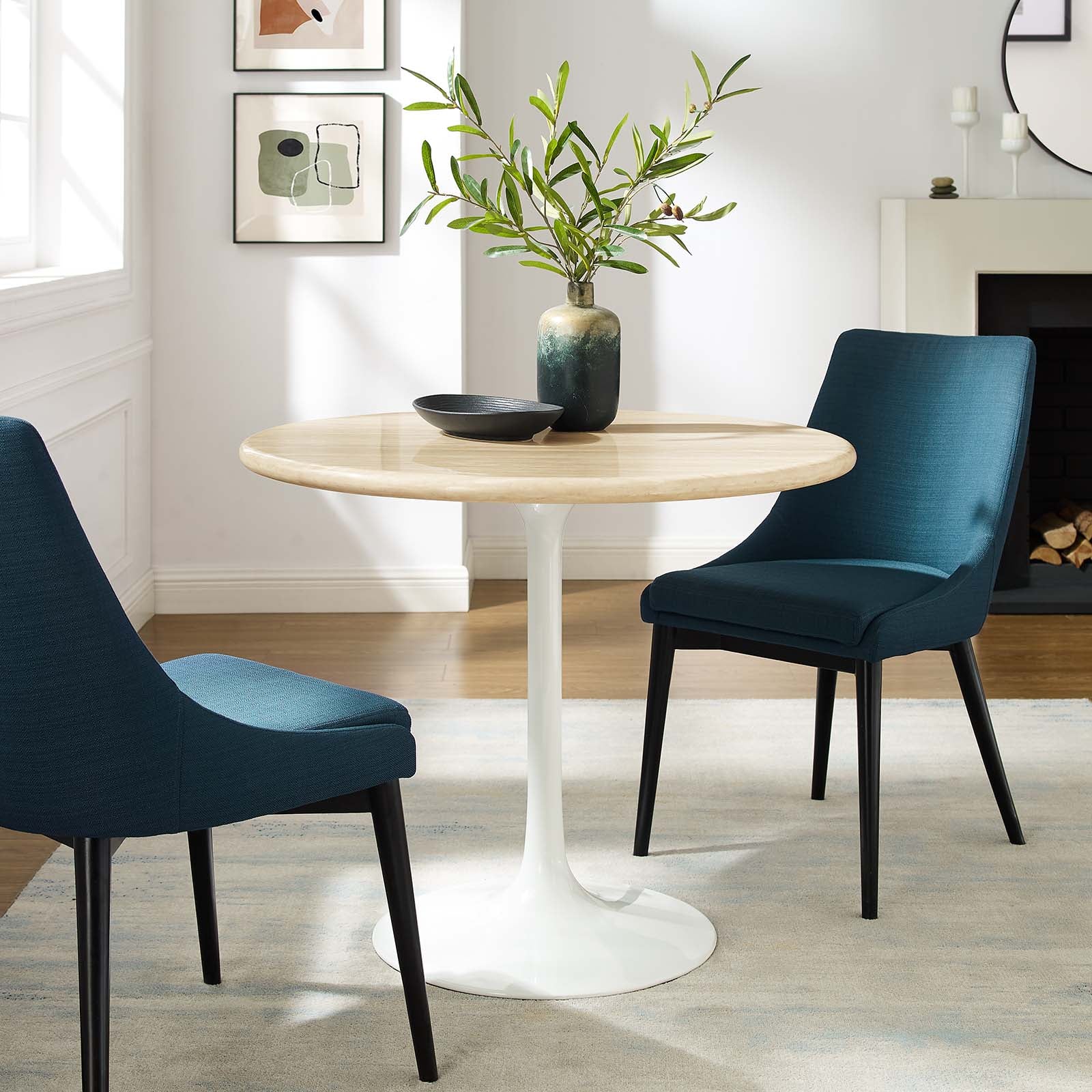 Lippa 36” Round Artificial Travertine  Dining Table By Modway - EEI-6748