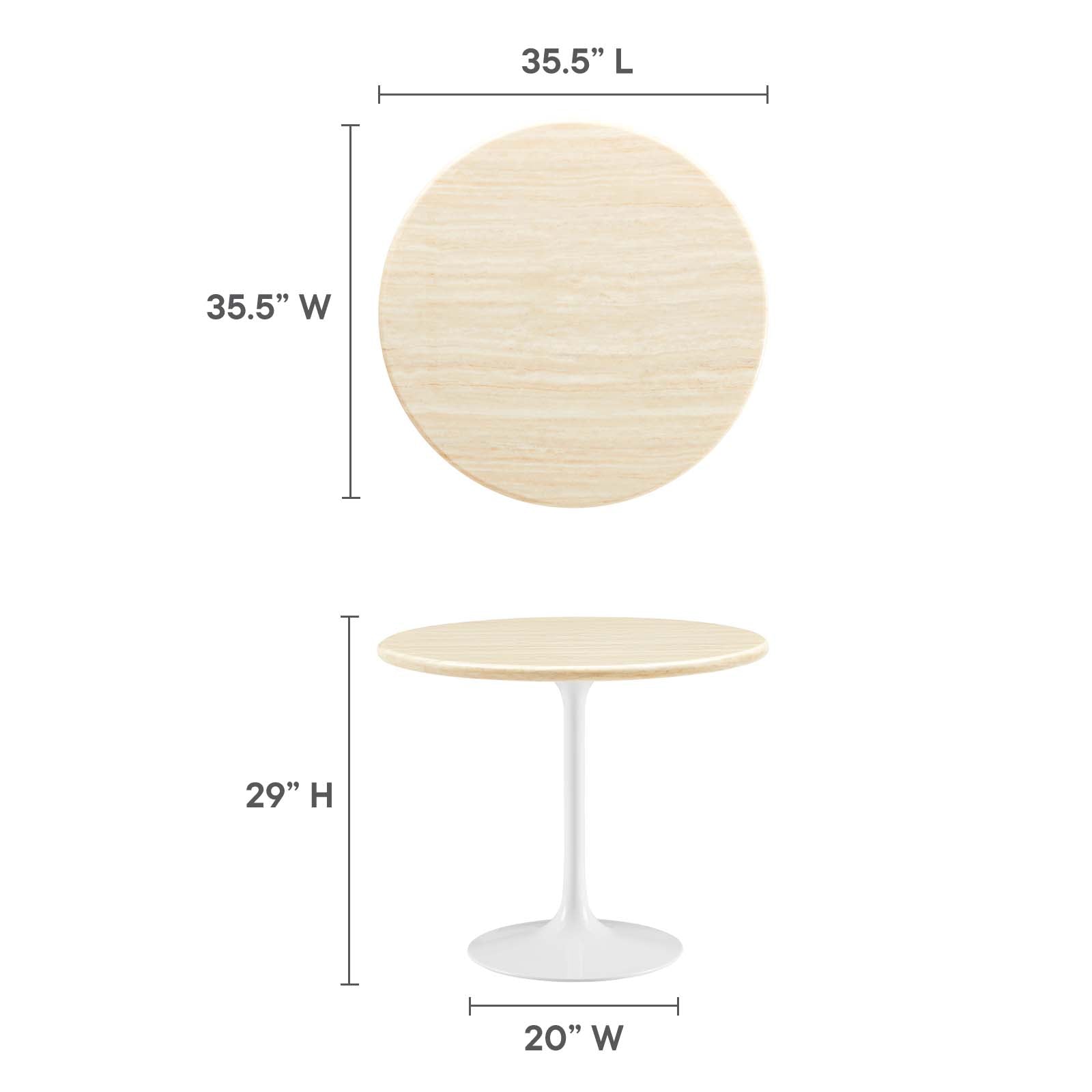Lippa 36” Round Artificial Travertine  Dining Table By Modway - EEI-6748 - Image 6