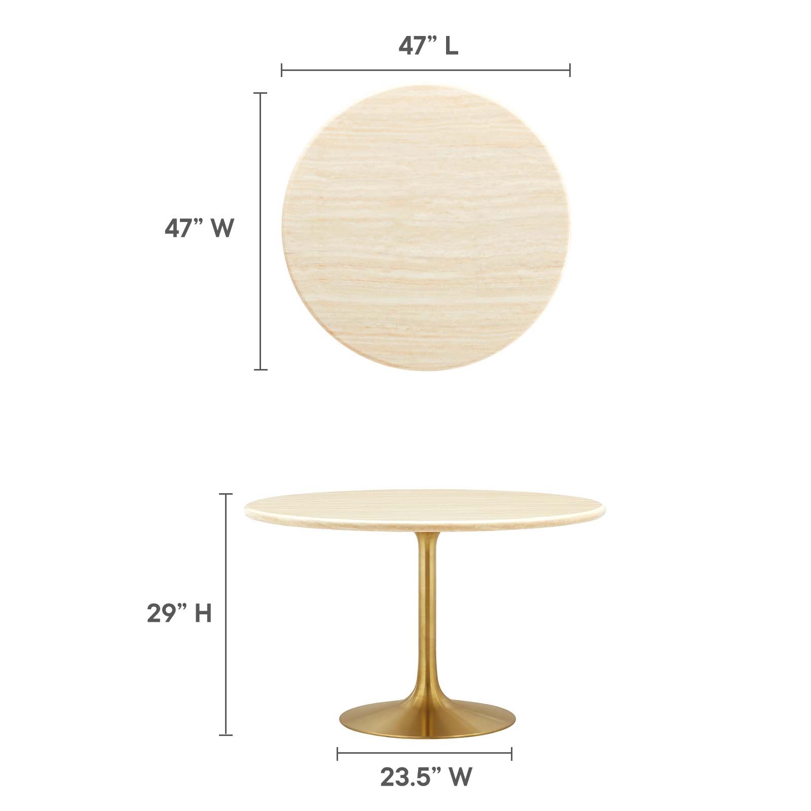 Lippa 48" Round Artificial Travertine Dining Table By Modway - EEI-6756 - Image 6