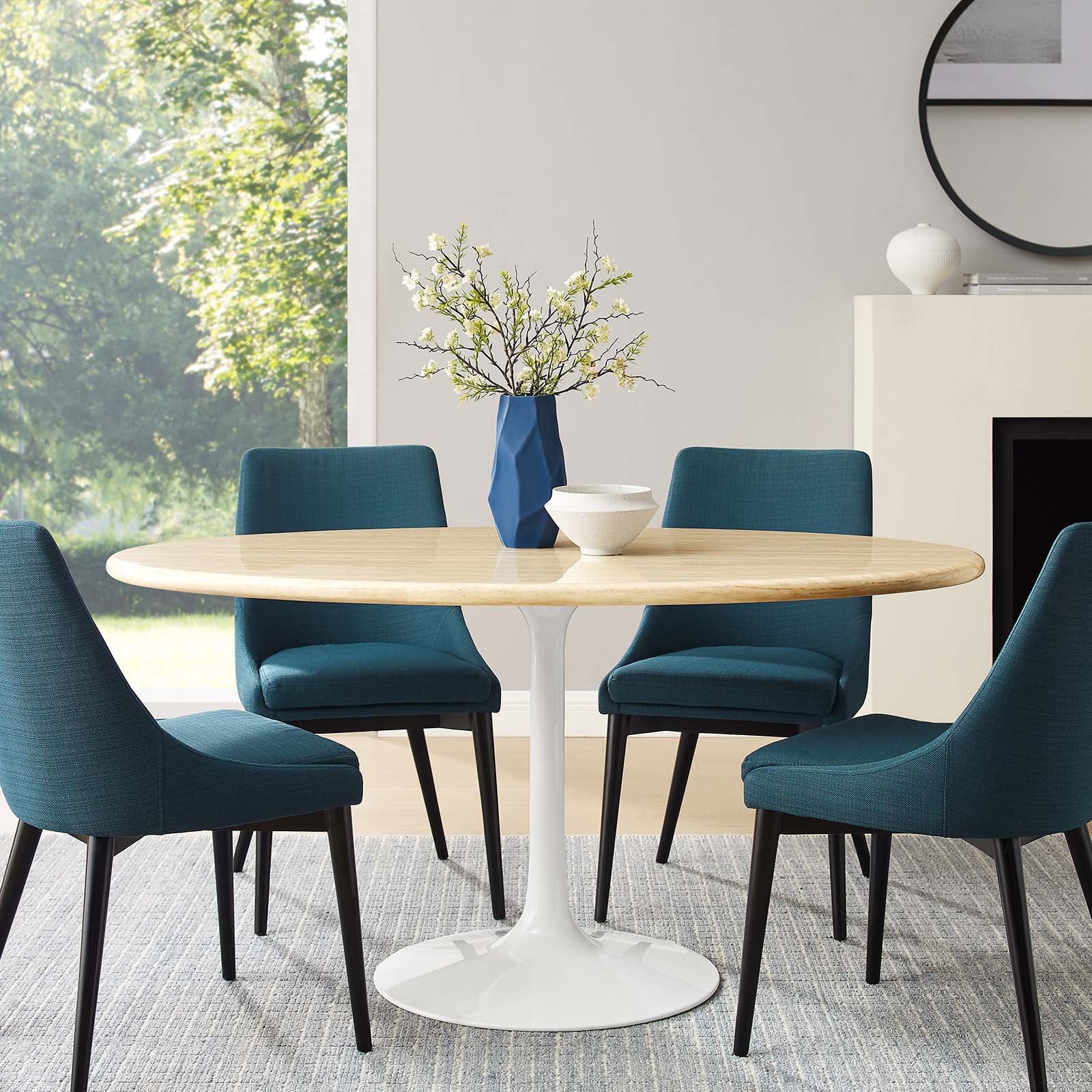 Lippa 60” Oval Artificial Travertine  Dining Table By Modway - EEI-6757