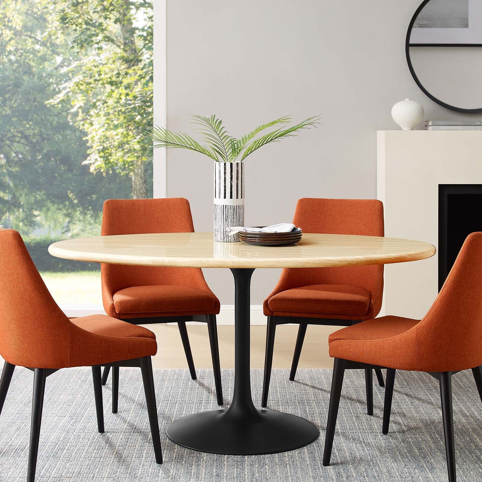 Lippa 60” Oval Artificial Travertine  Dining Table By Modway - EEI-6758