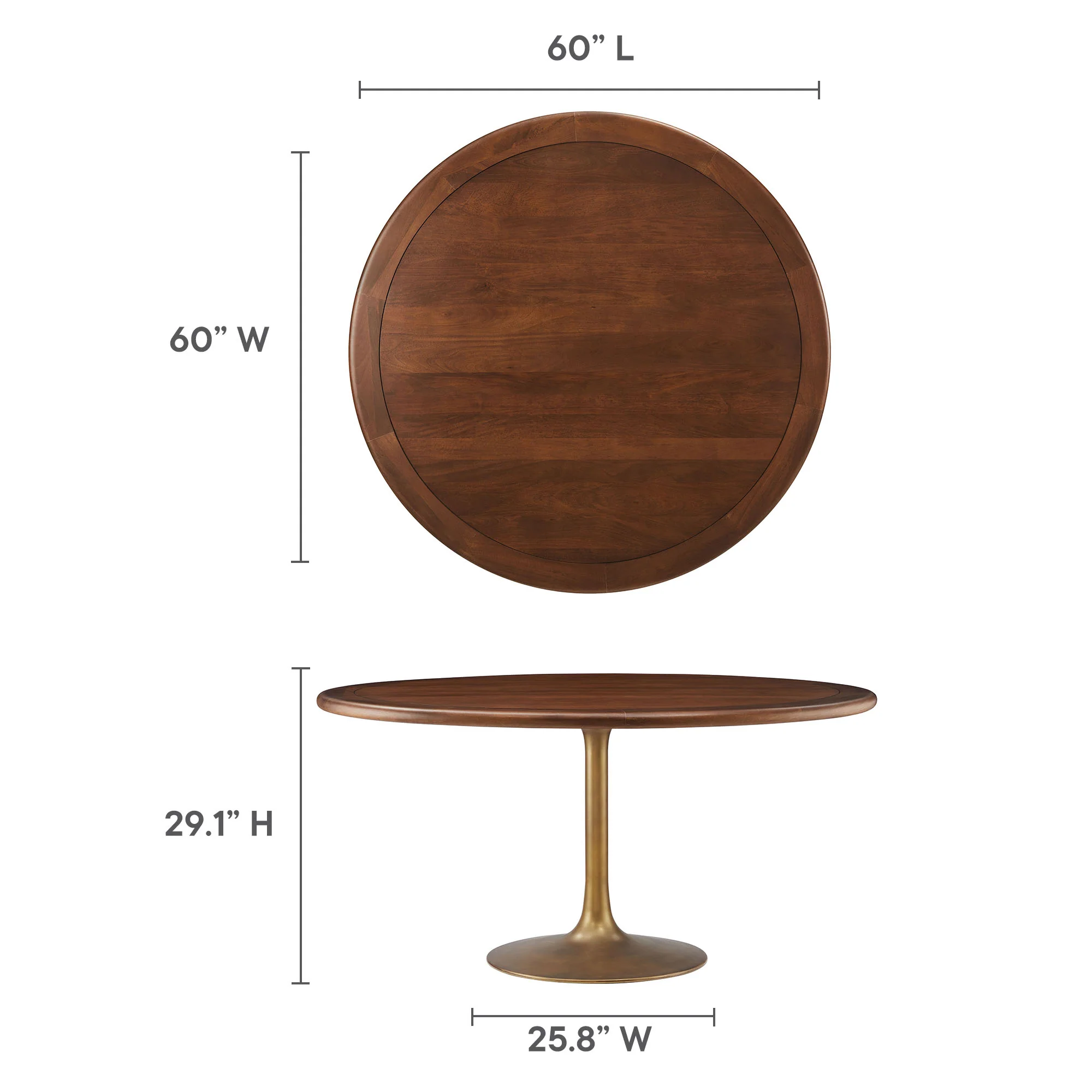 Lippa 60" Round Pedestal Solid Wood Dining Table by Modway - Image 14