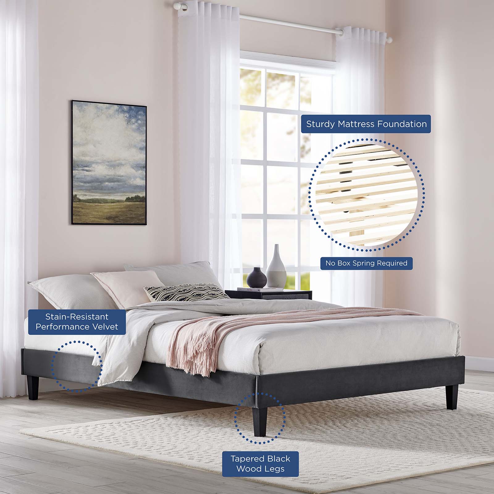Liva Performance Velvet Full Bed By Modway - MOD-6816 - Image 3