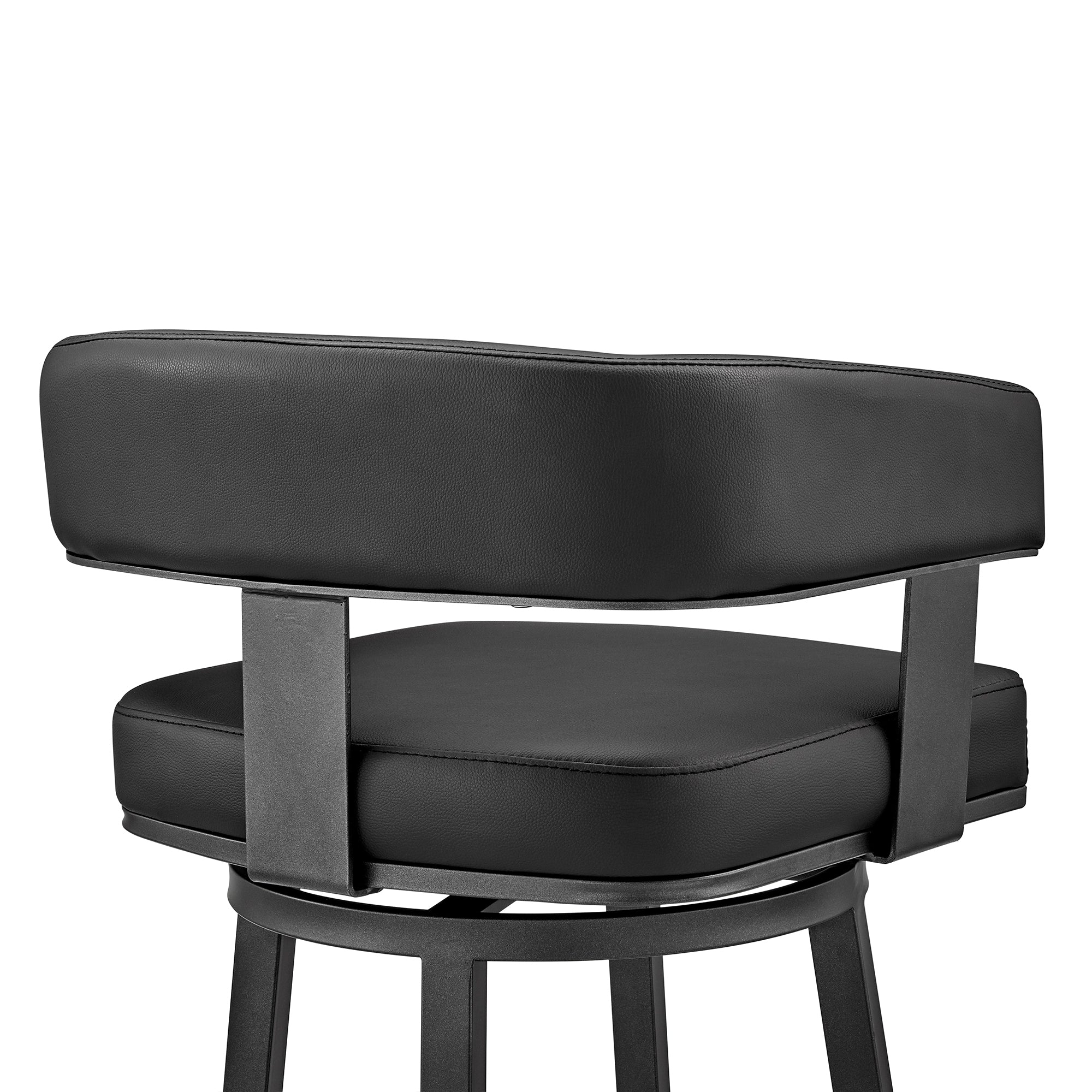 Lorin 26" Counter Height Swivel Bar Stool in Black Finish and Black Faux Leather By Armen Living - Image 9